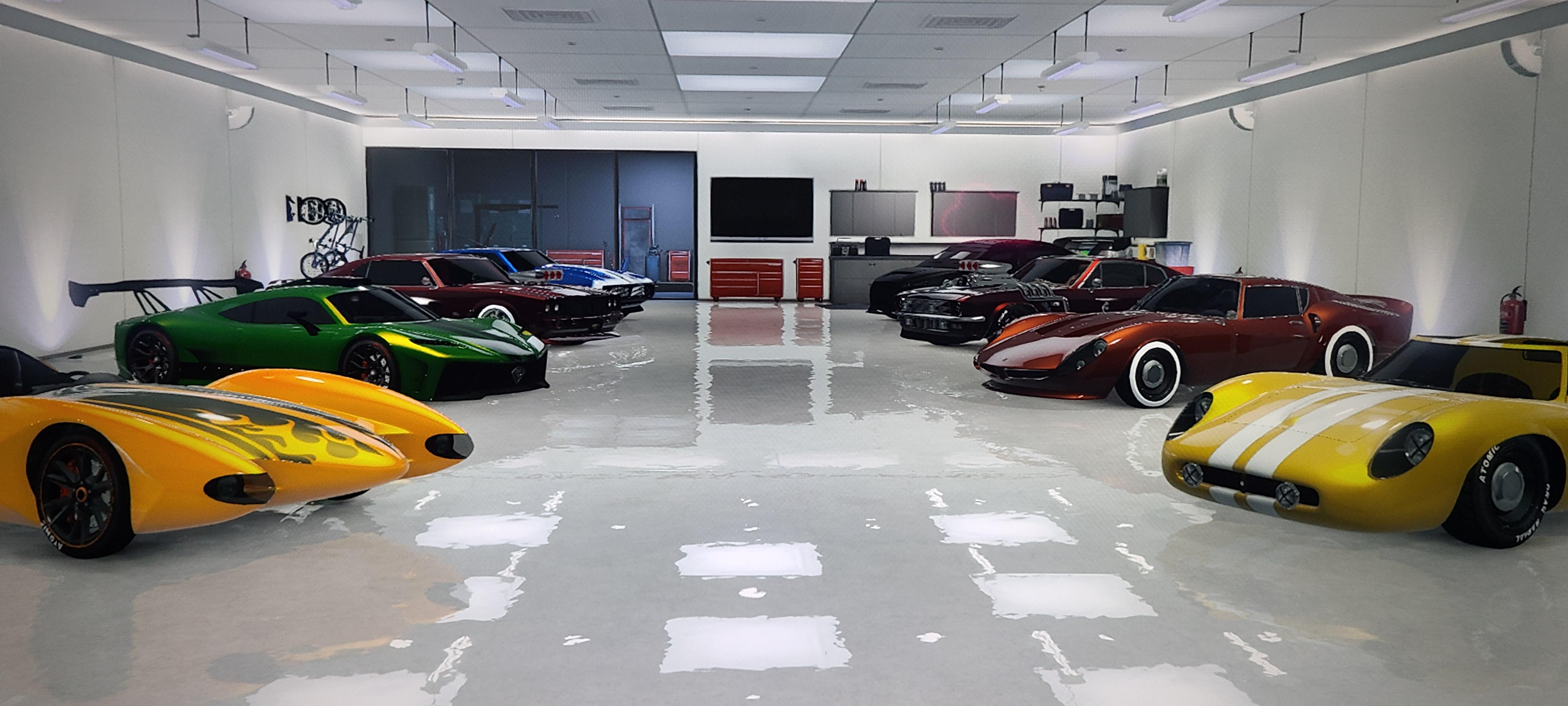 My 10 car garage in gta online. Not all expensive but that doesnt mean