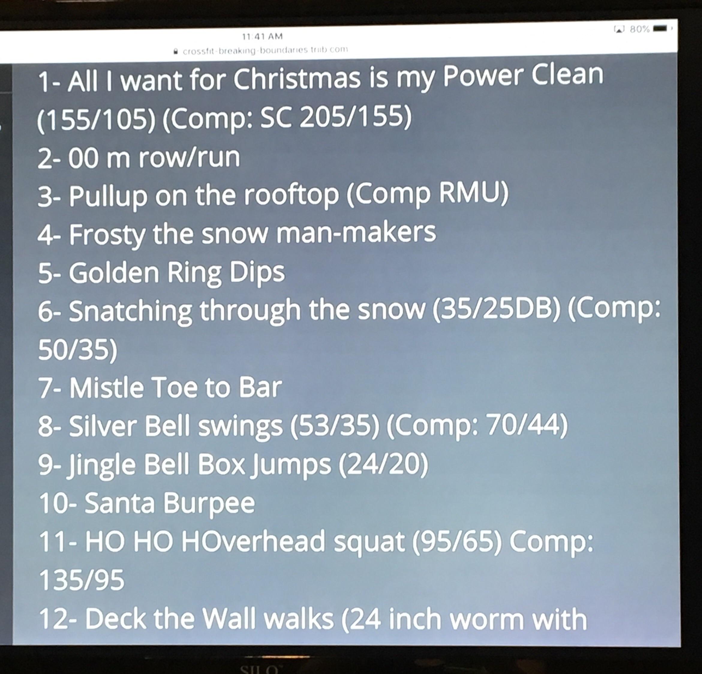 12 Days of Christmas WOD from Roswell, GA ) crossfit