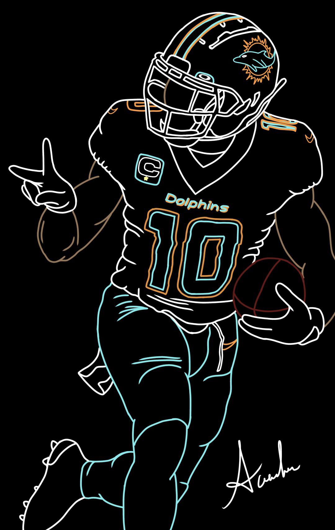 Finished Tyreek Hill! Neon style! r/miamidolphins