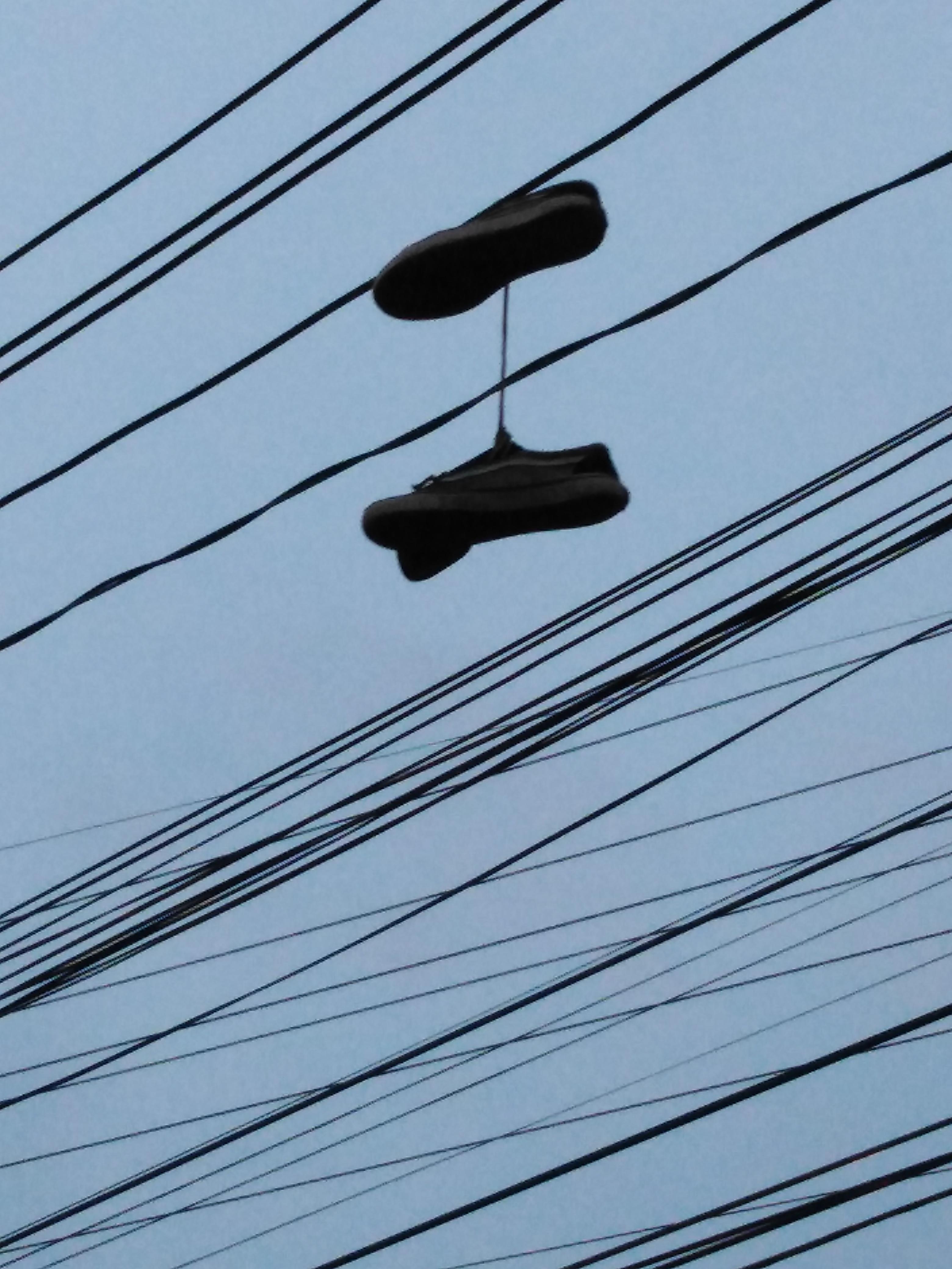 Found this shoe hanging out on the power line outside my school. r/pics