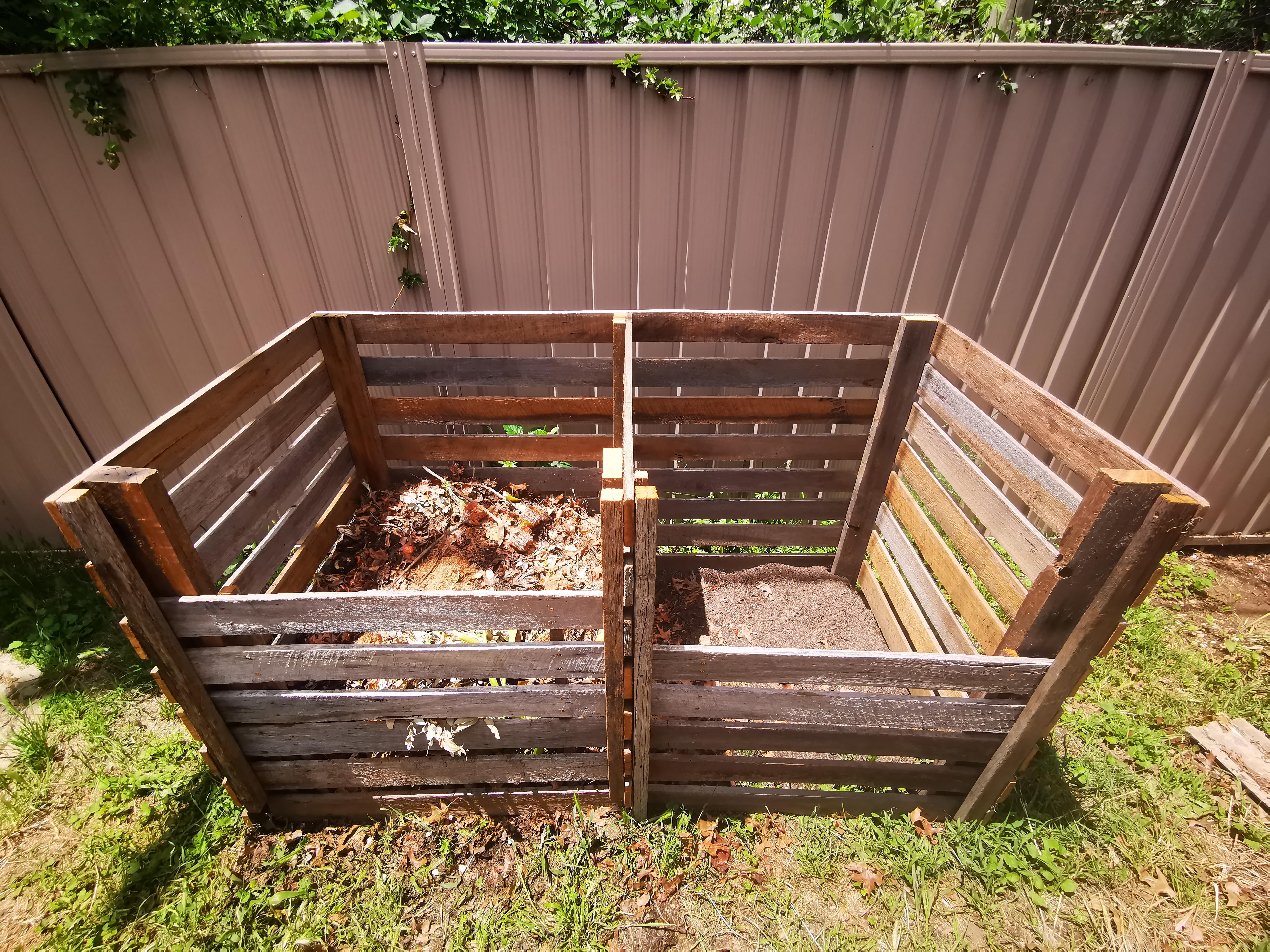 First ever woodworking project! Dual compost bin made from recycled