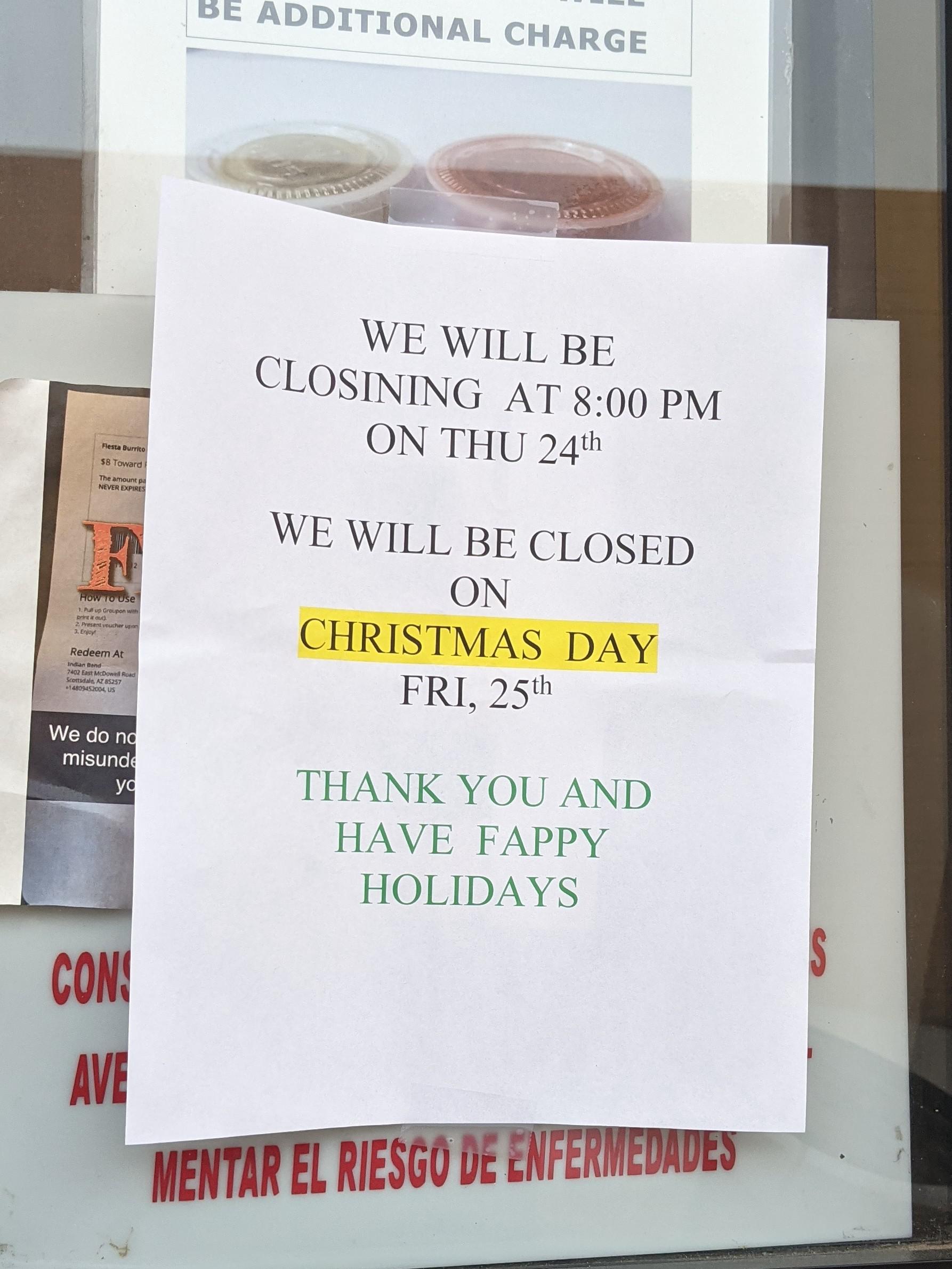 Season's Greetings from Fiesta Burrito r/phoenix