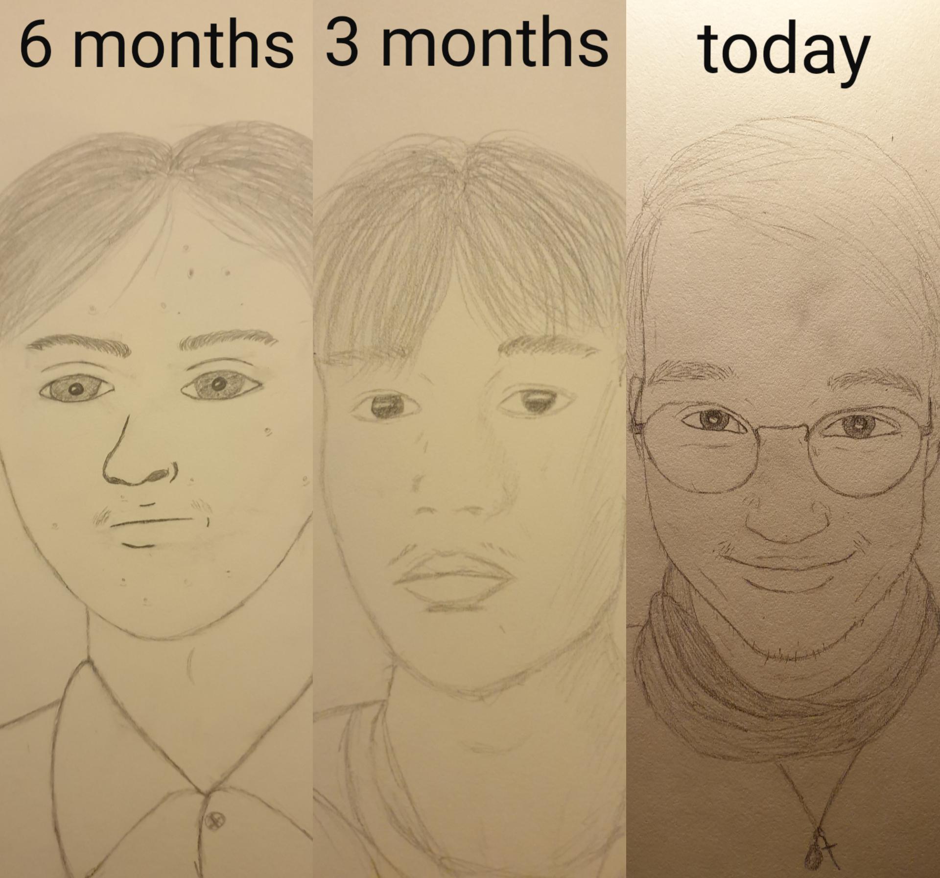 how my drawing skills have developed over the last 6 months (can't draw
