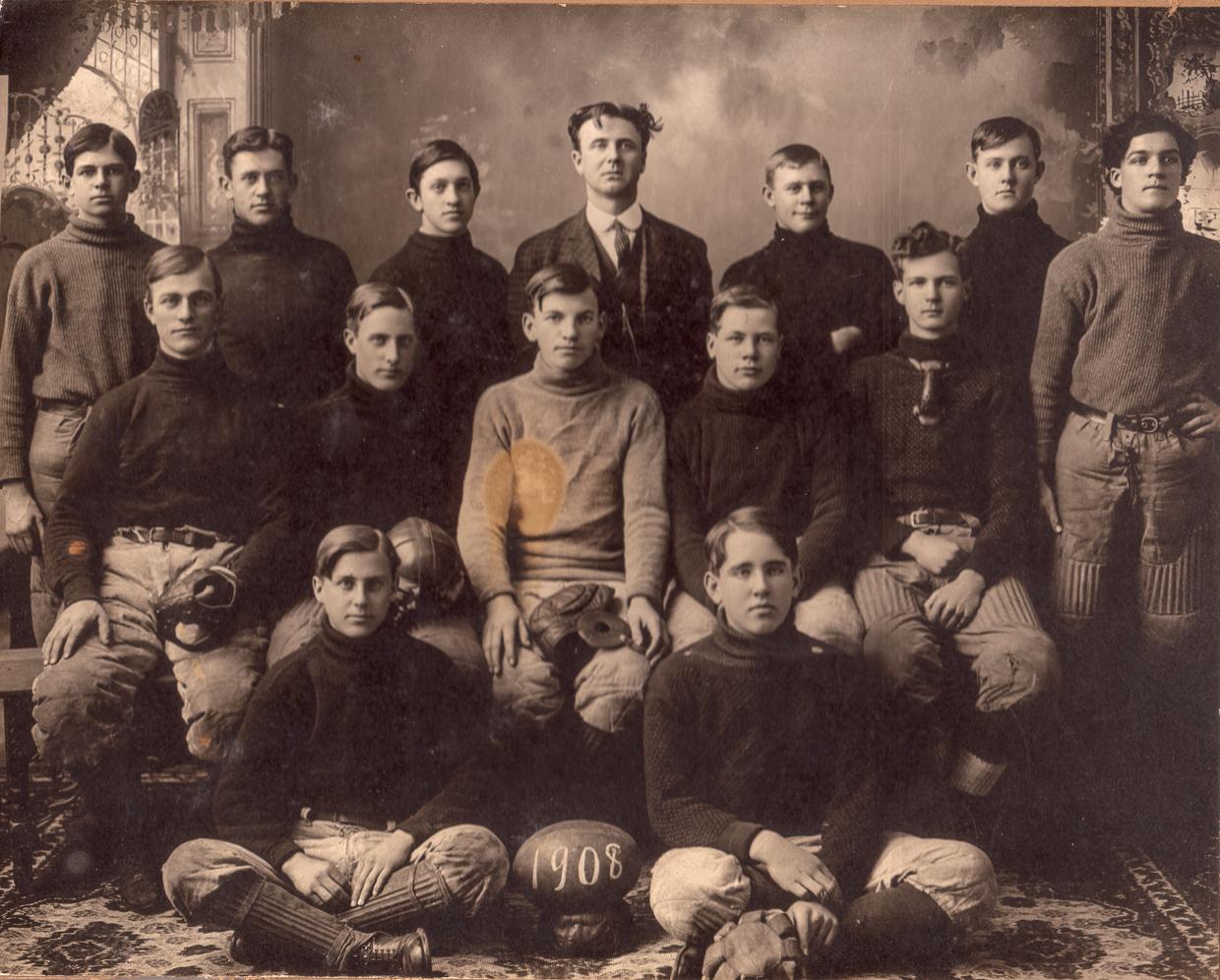 1908 High School football team picture in Fosston, Minnesota r