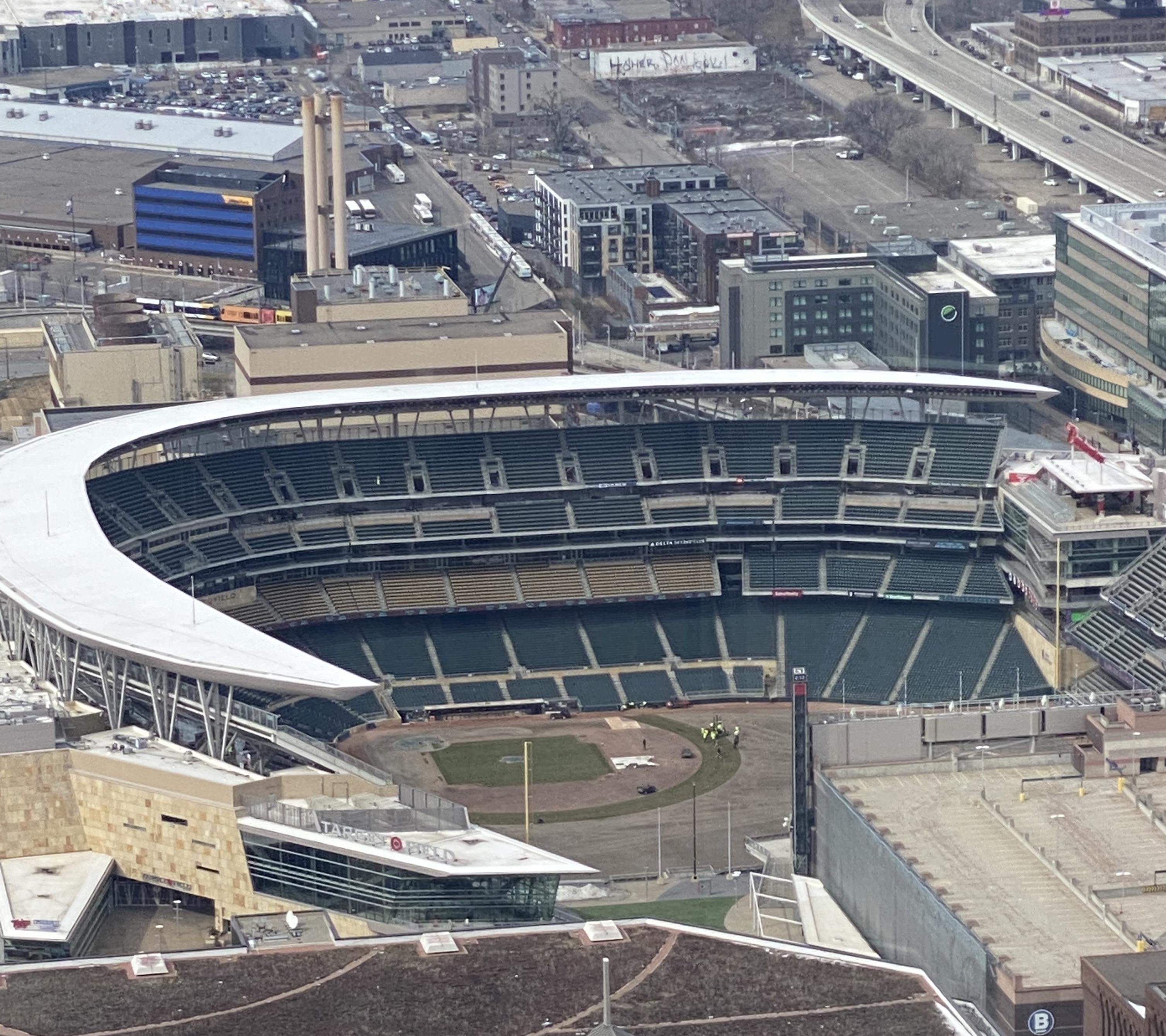 Spring is here! Rolling the turf at Target Field. r/minnesotatwins