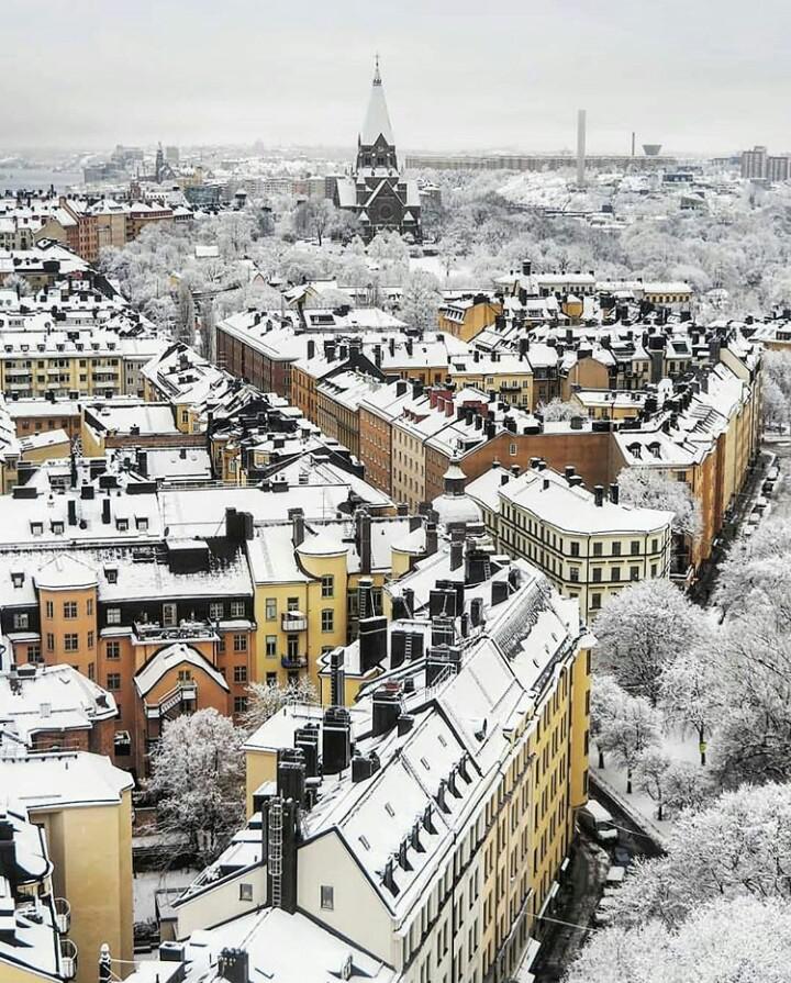 Stockholm covered with snow. r/CityPorn