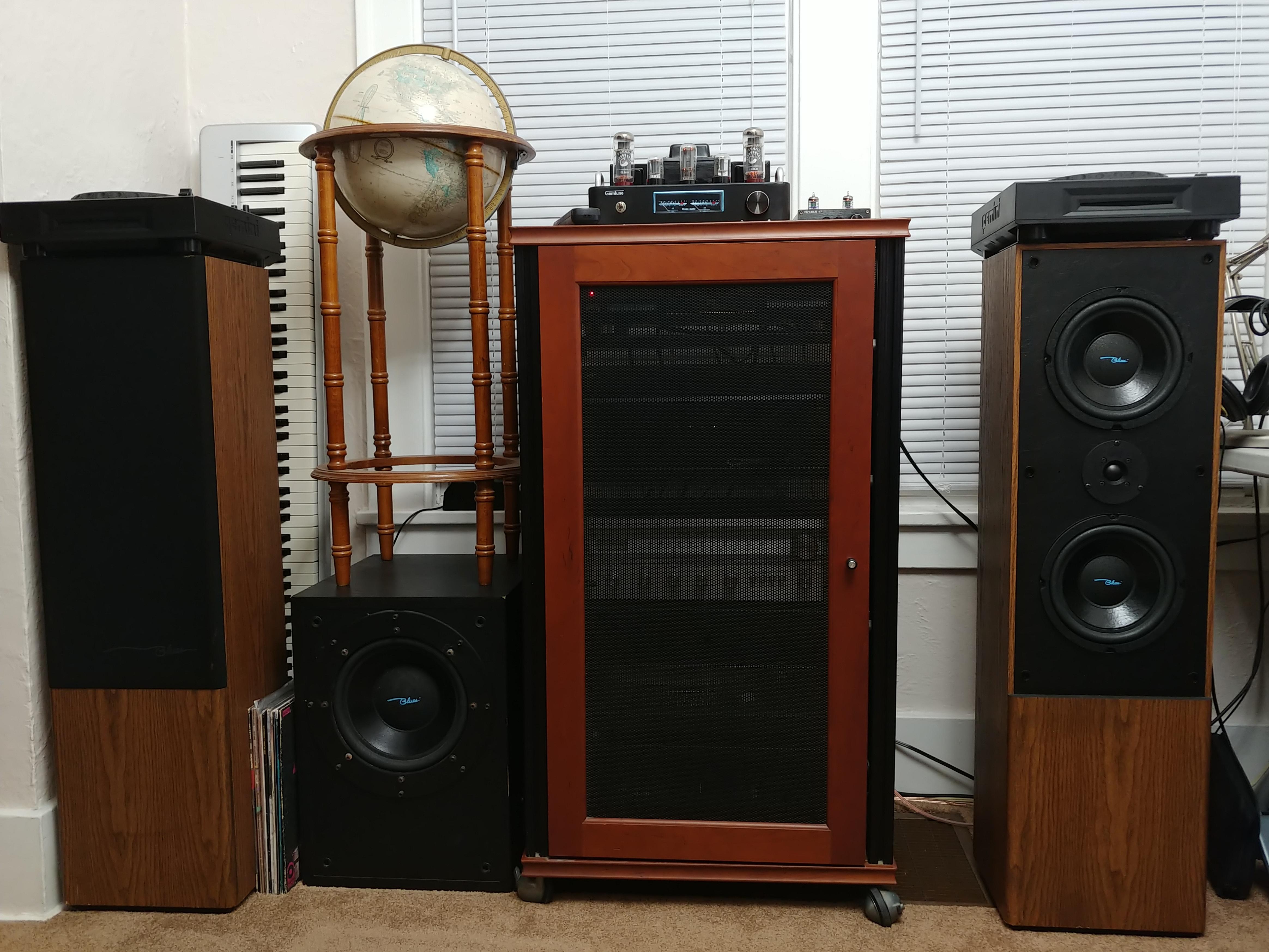 Rare blues BCS882 speakers, isokit 10 powered sub, tube fed. Always