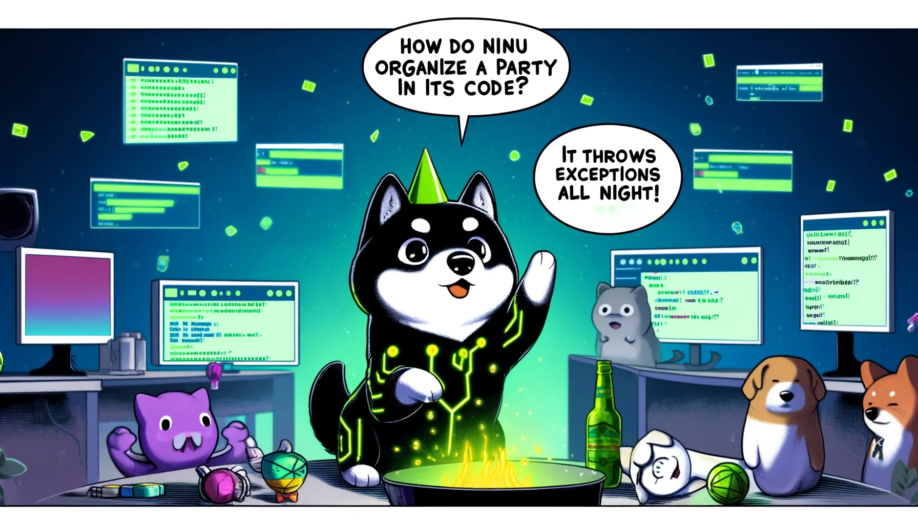 Our techsavvy pup throwing a lively party in its code! Check out the