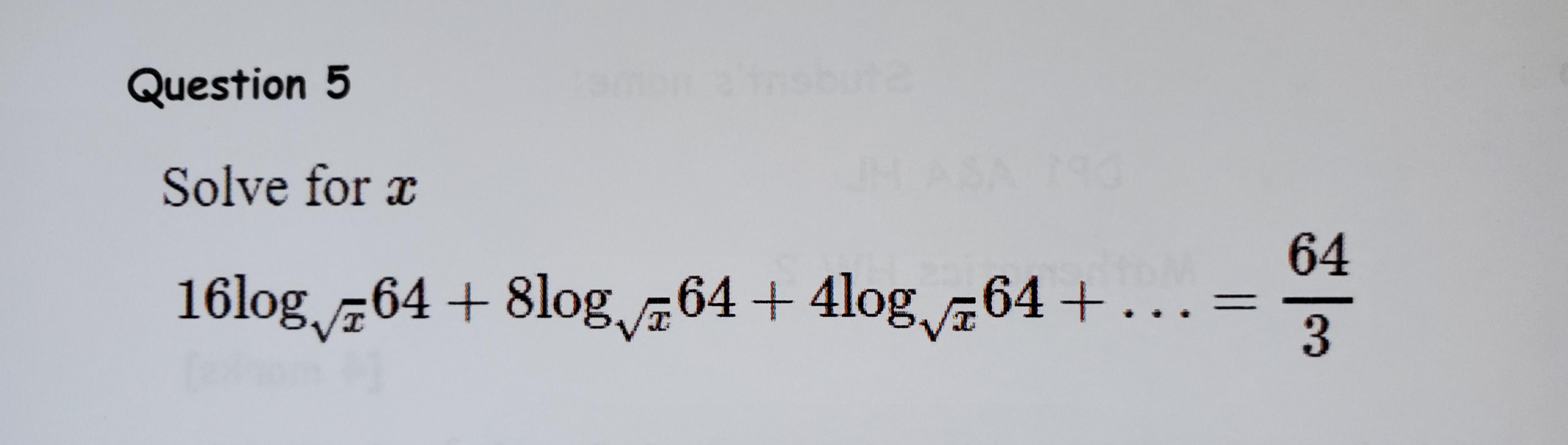 [IB Math HL Logarithms] How do I find x? HomeworkHelp