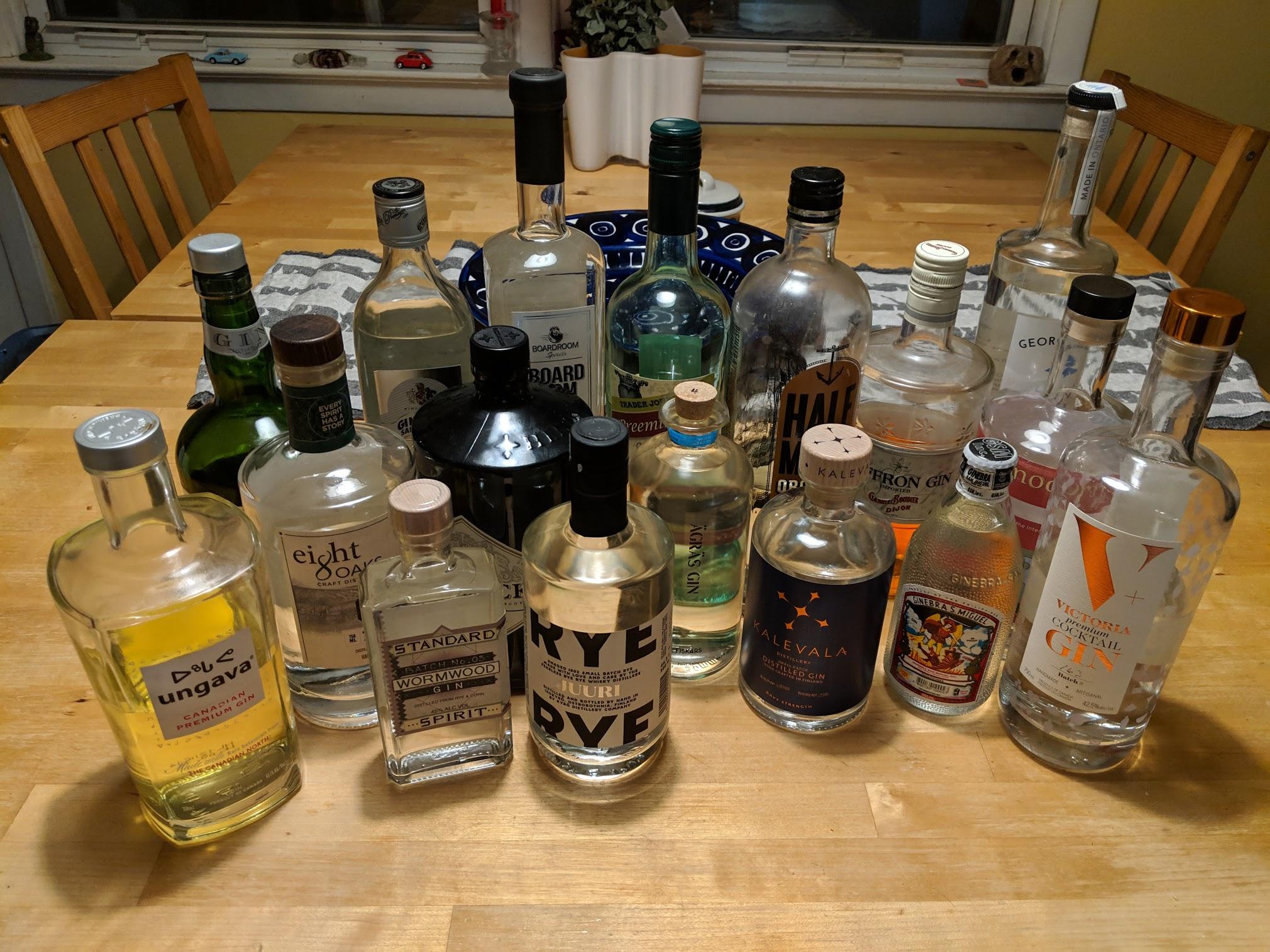 My current collection. Trader Joe's gin is actually pretty good. r/Gin