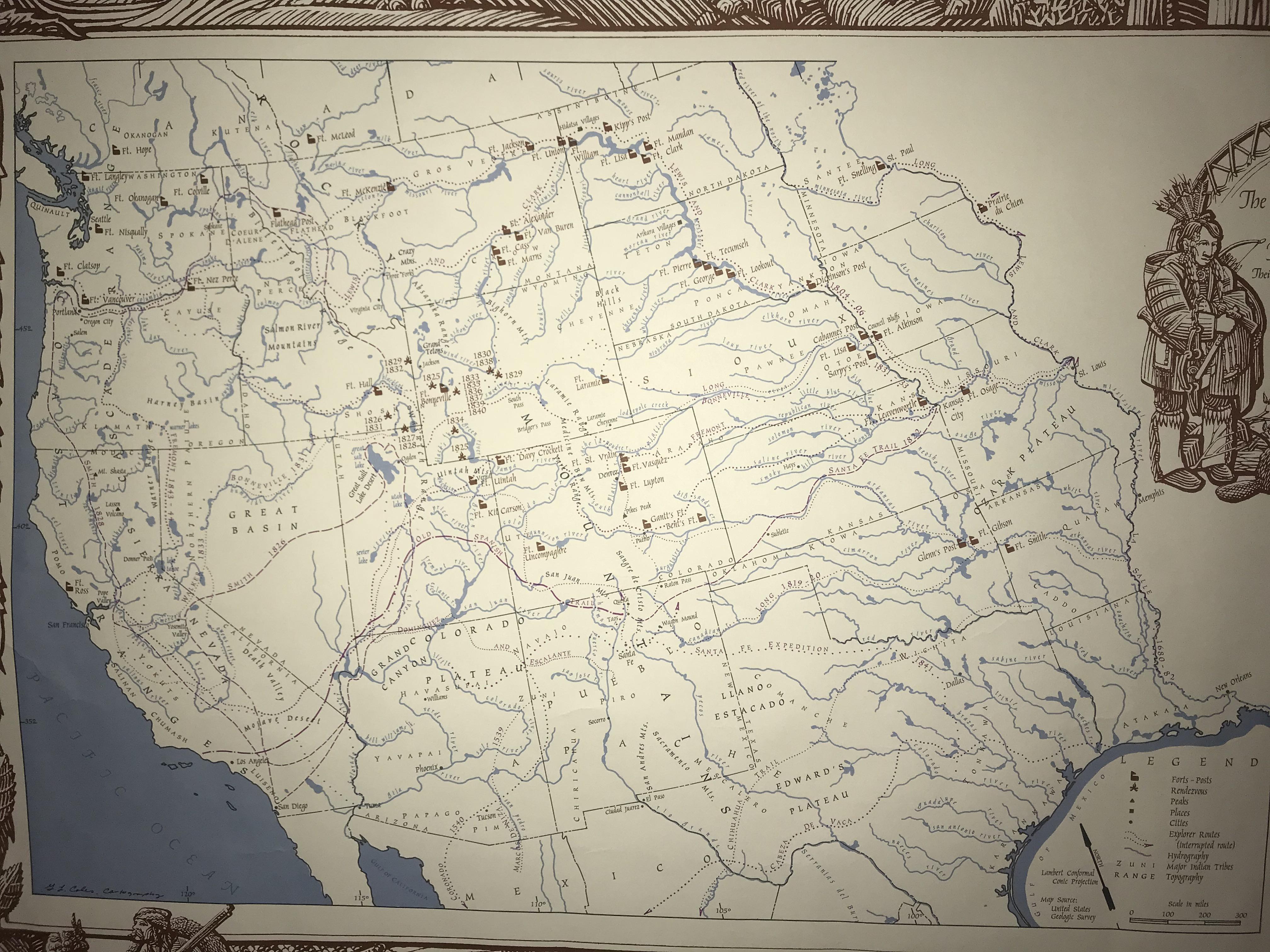 Map of Forts, Rendezvous and Cities in the American West 18201840 r