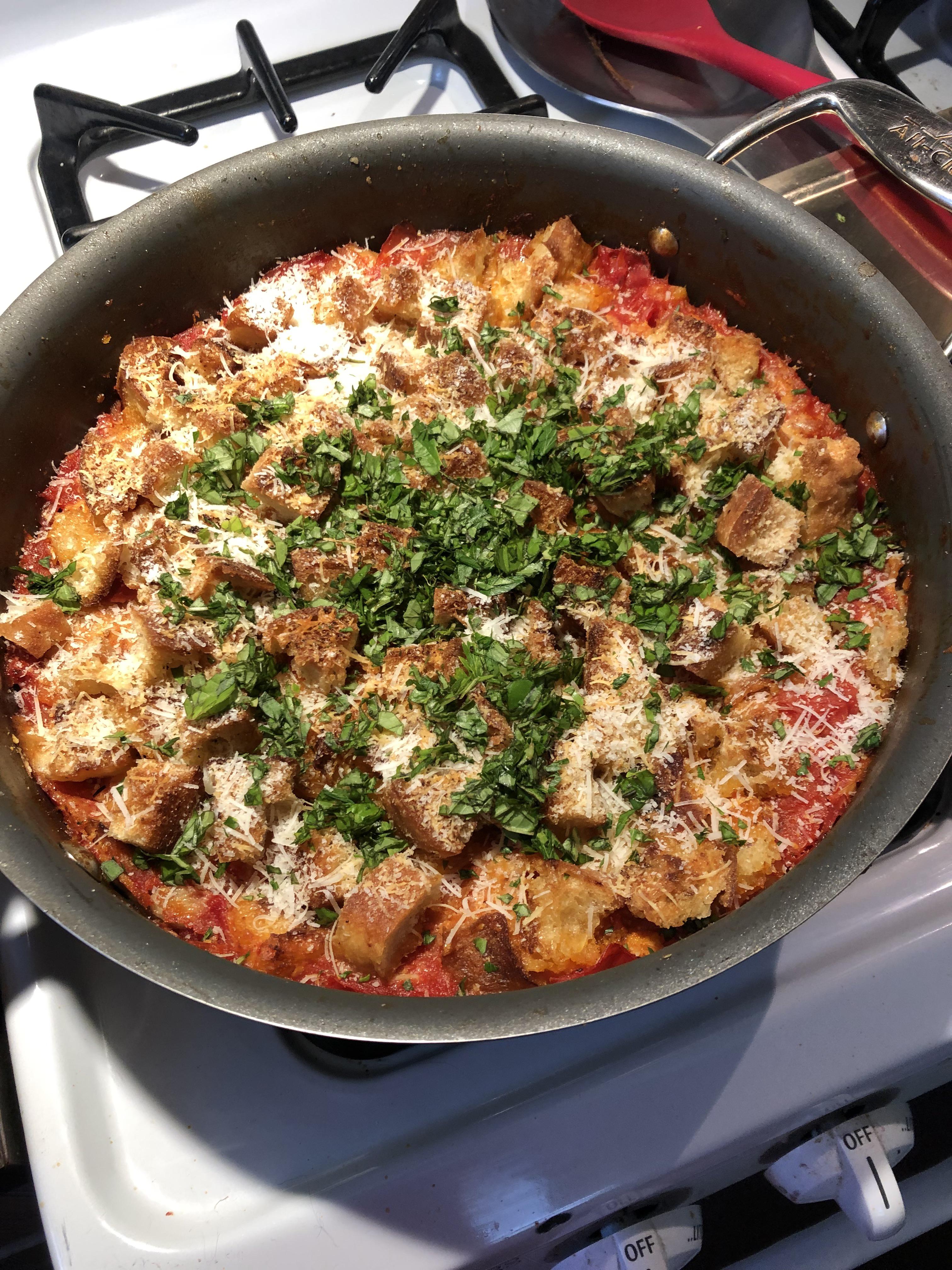 This tomato gratin from America’s Test Kitchen turned out very tasty