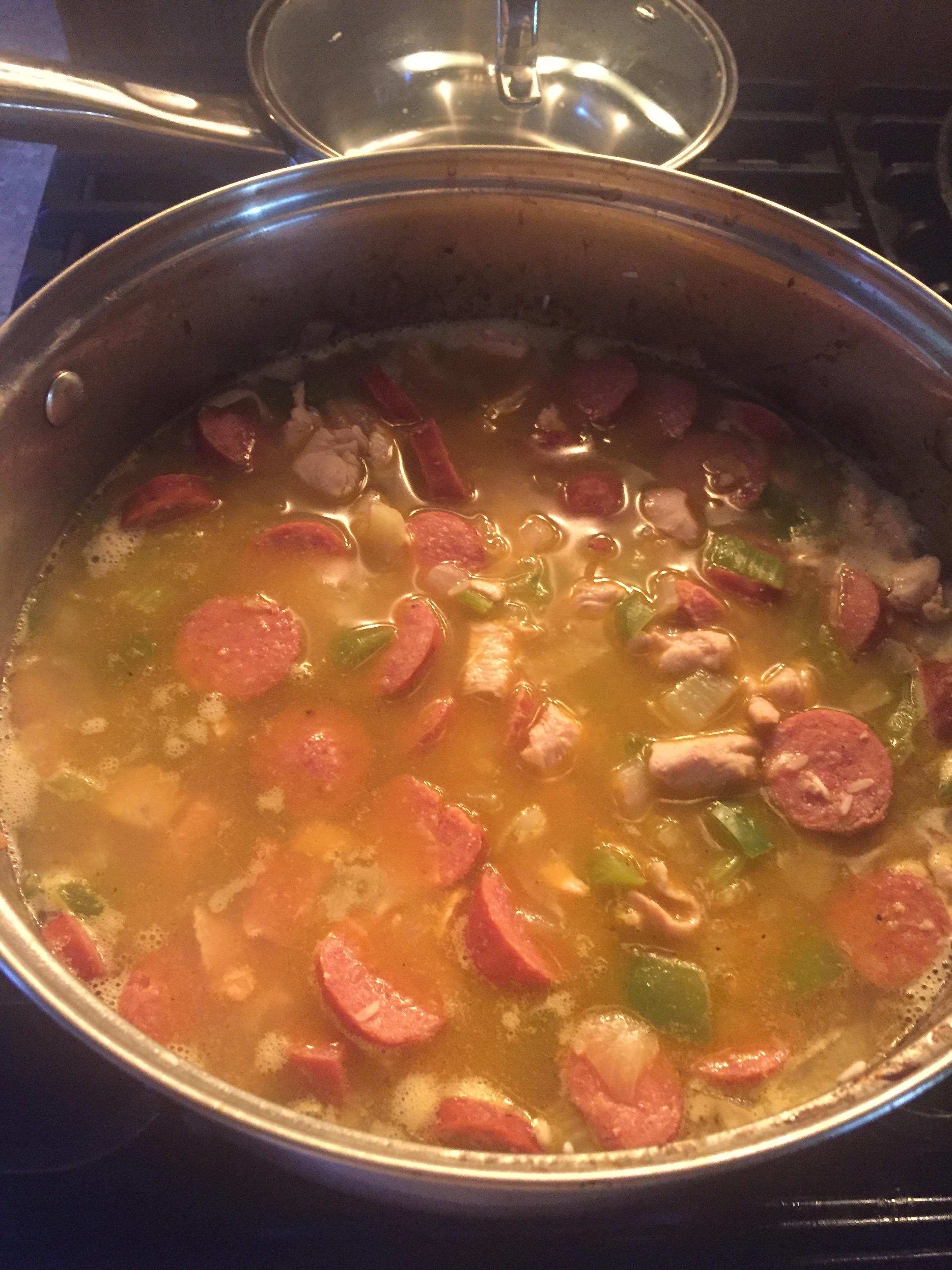 Jambalaya on the stove. Stay strong NOLA r/NewOrleans