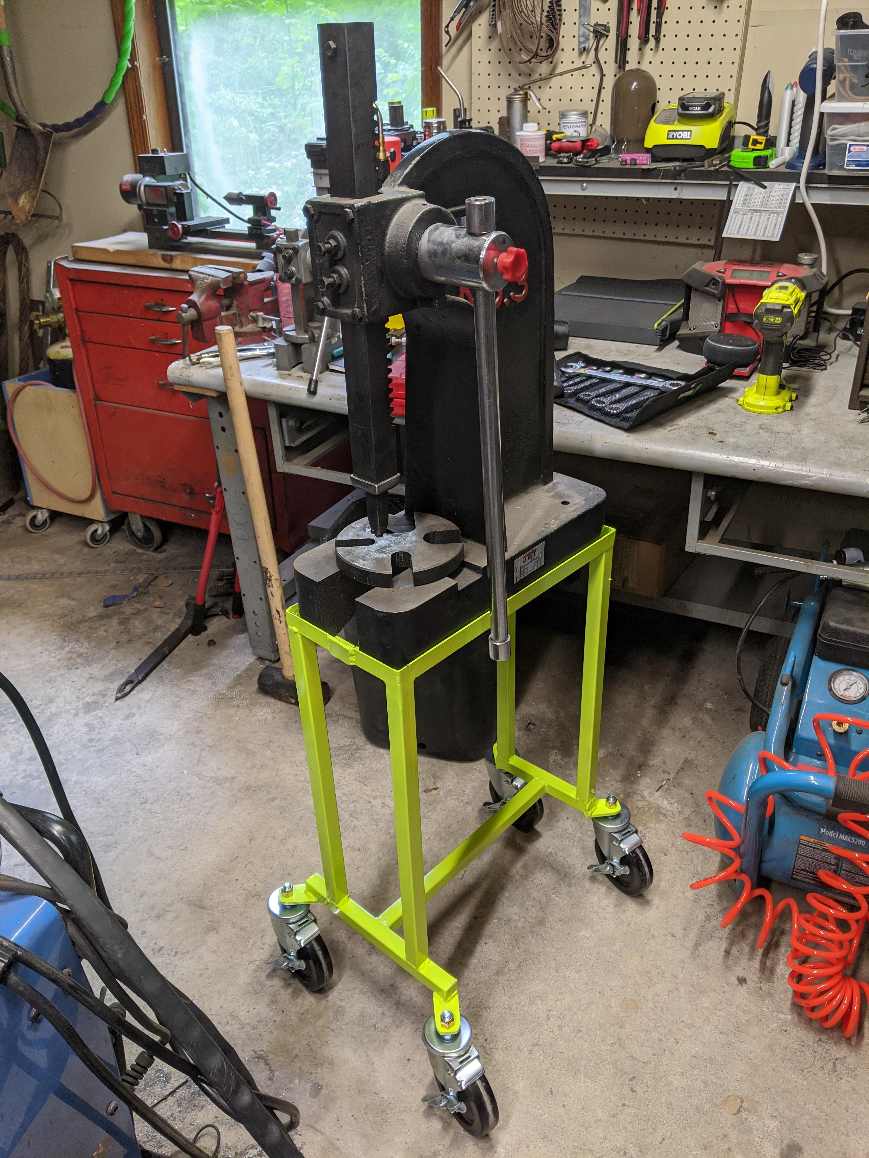 Mobile Arbor Press Stand with custom holder for 3D printed Steel