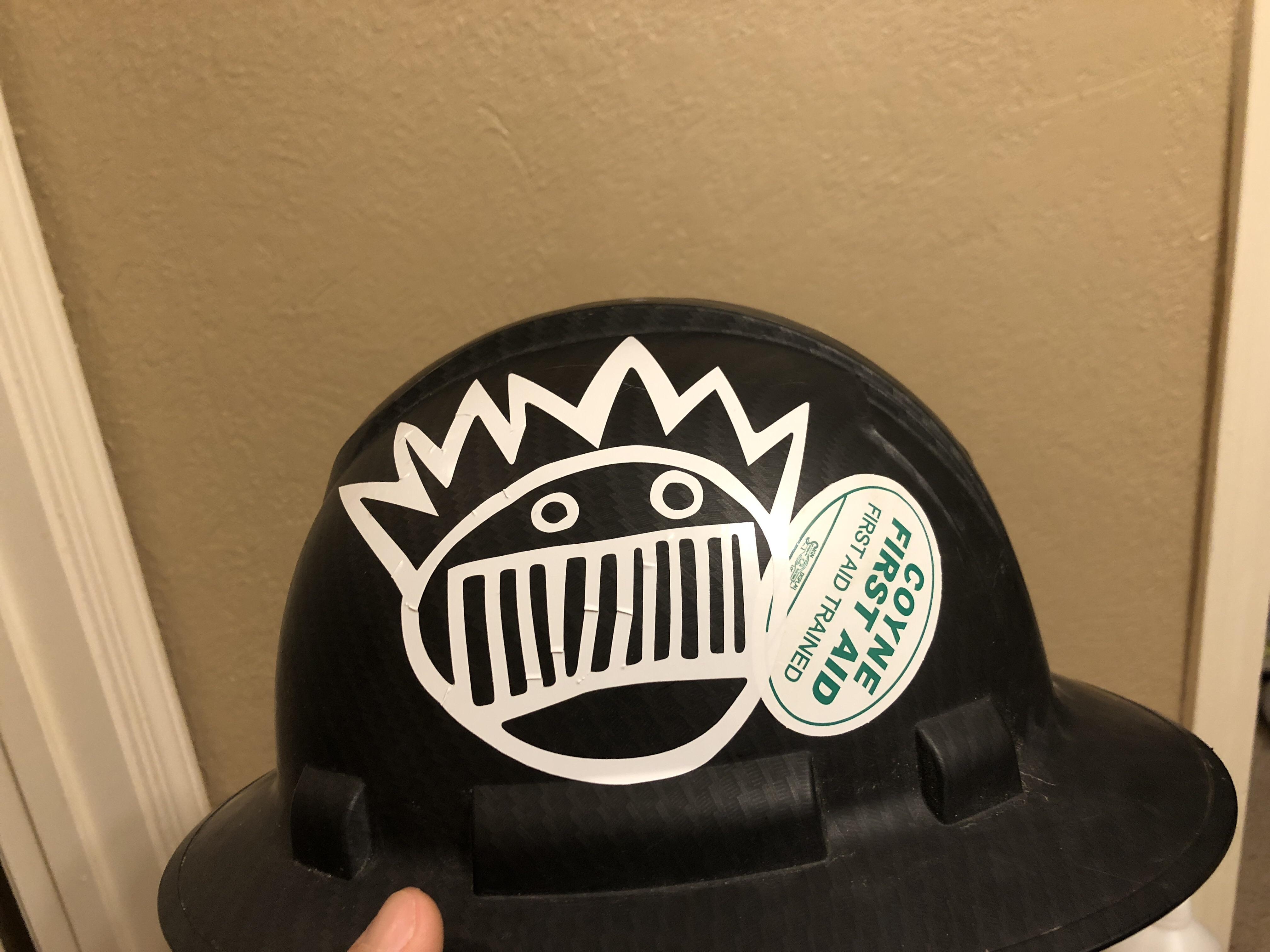 New addition to the hard hat. I suck at stickers. ween