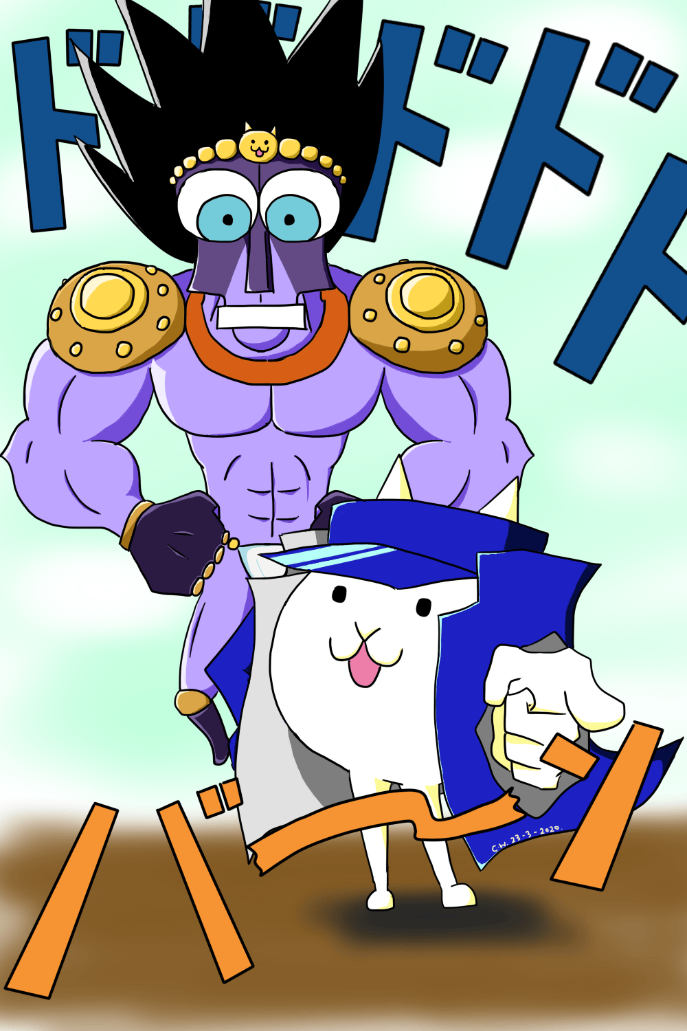 [Fanmade] Delinquent Cat. (1989, colourised) r/battlecats