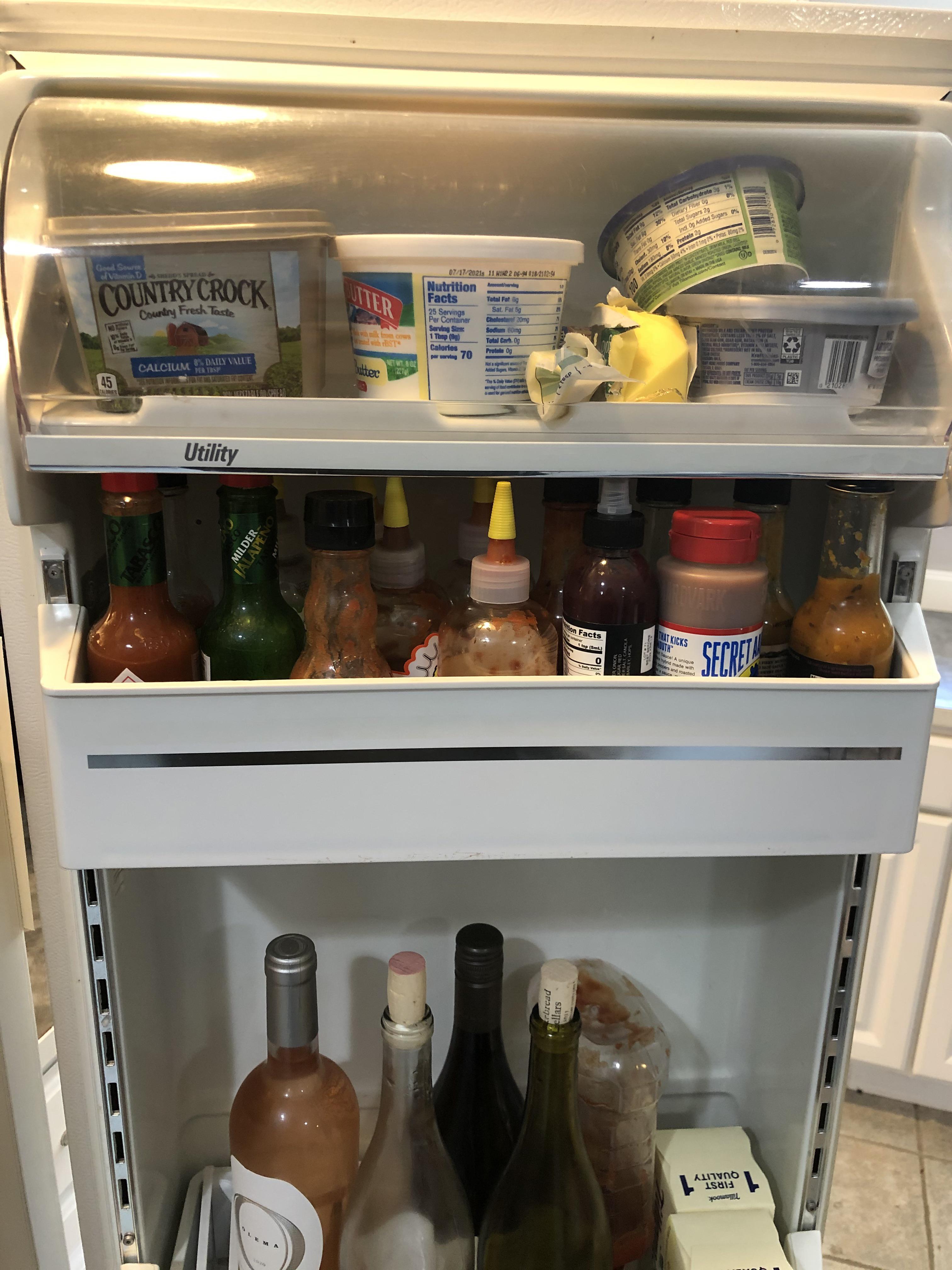 My wonderful GF organized the fridge and made a dedicated shelf for my