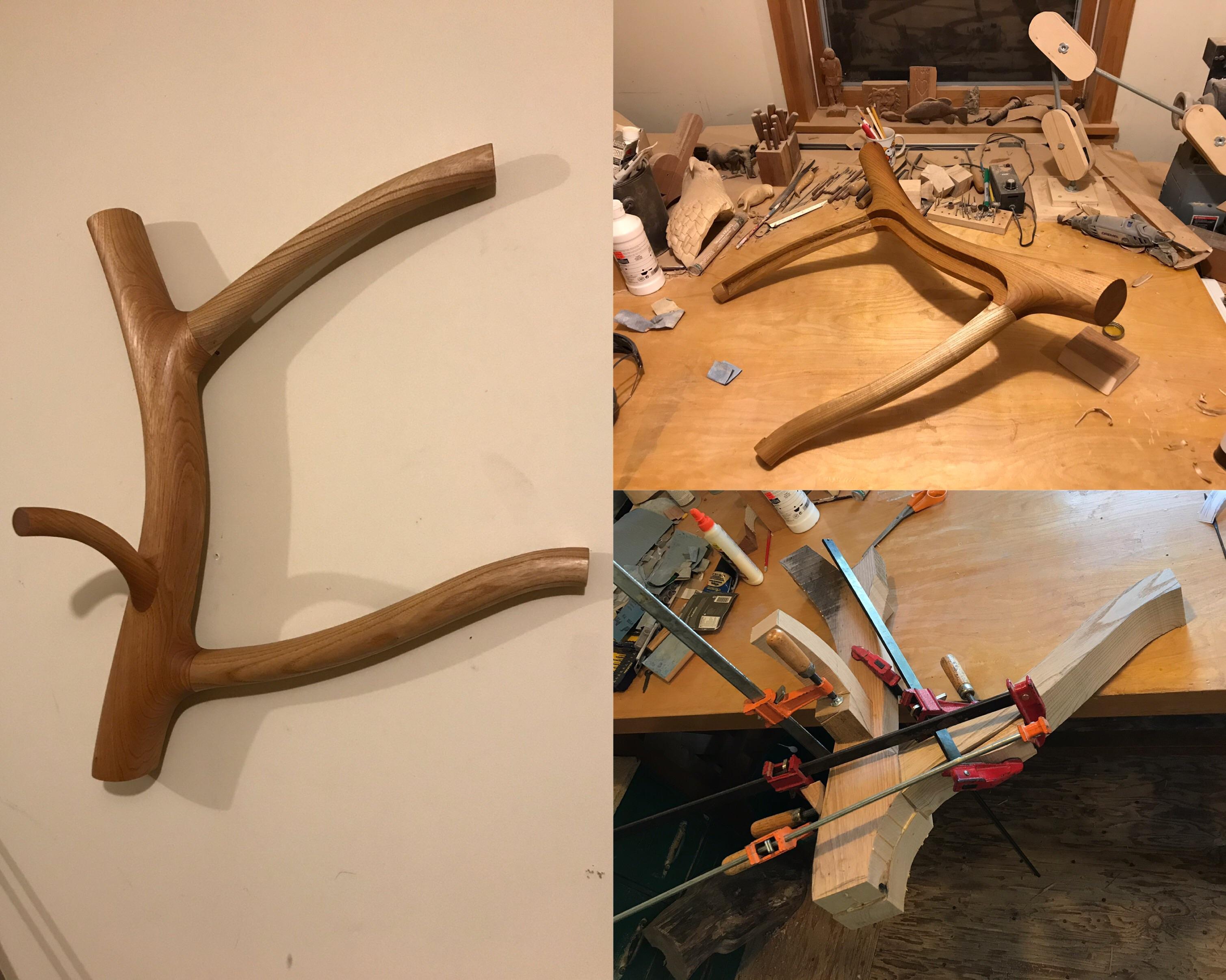 Turning lumber back into a tree. A frame for a stained glass panel. r