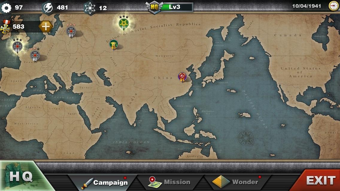 The campaign map for a game called “world conqueror 3” r/MapsWithoutNZ