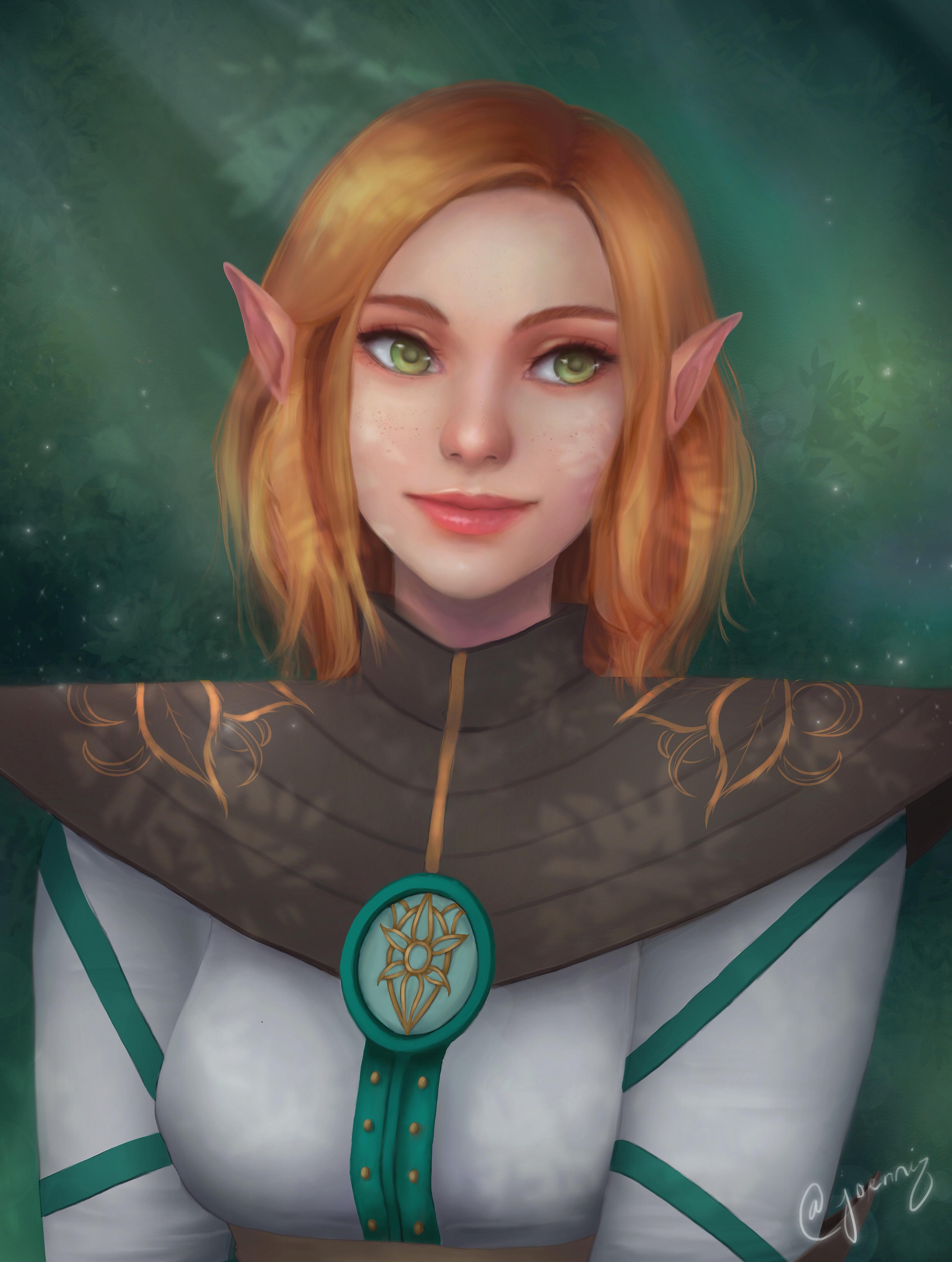 [OC][ART] Lueria, an elven eldritch knight/wizard and the nicest cult villain you’ll ever meet