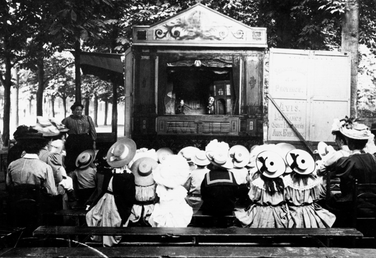 Children with the puppet Guignol, at The Jardin du Luxembourg, or the