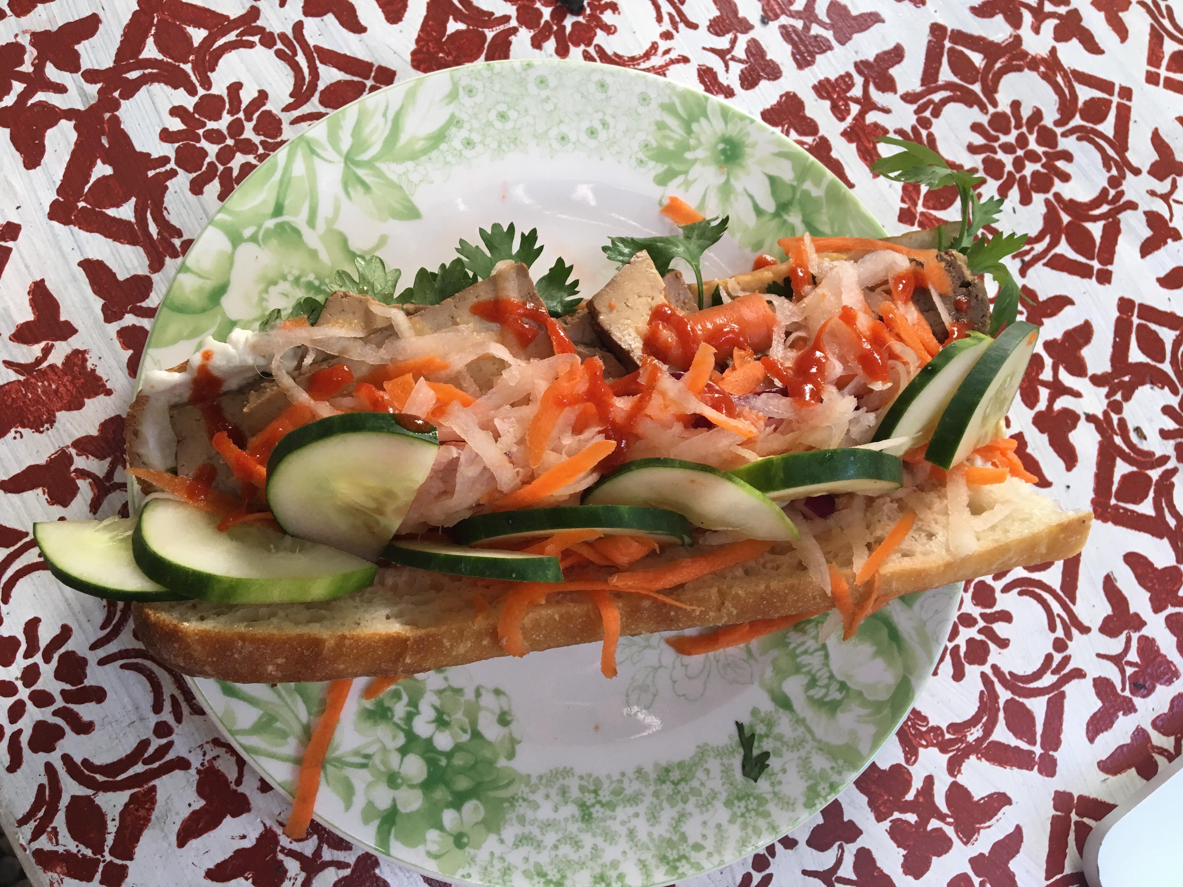 Tofu Banh Mi with homemade Pickled Daikon Slaw r/vegan