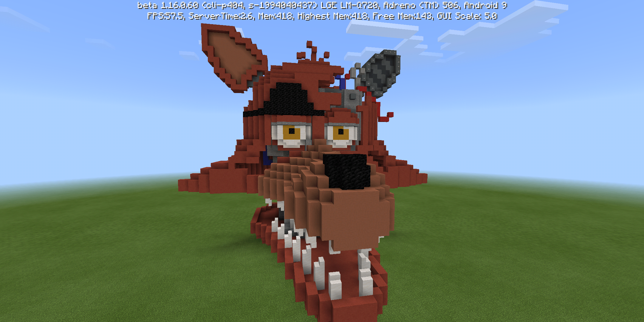 Withered Foxy head Minecraft build r/fivenightsatfreddys