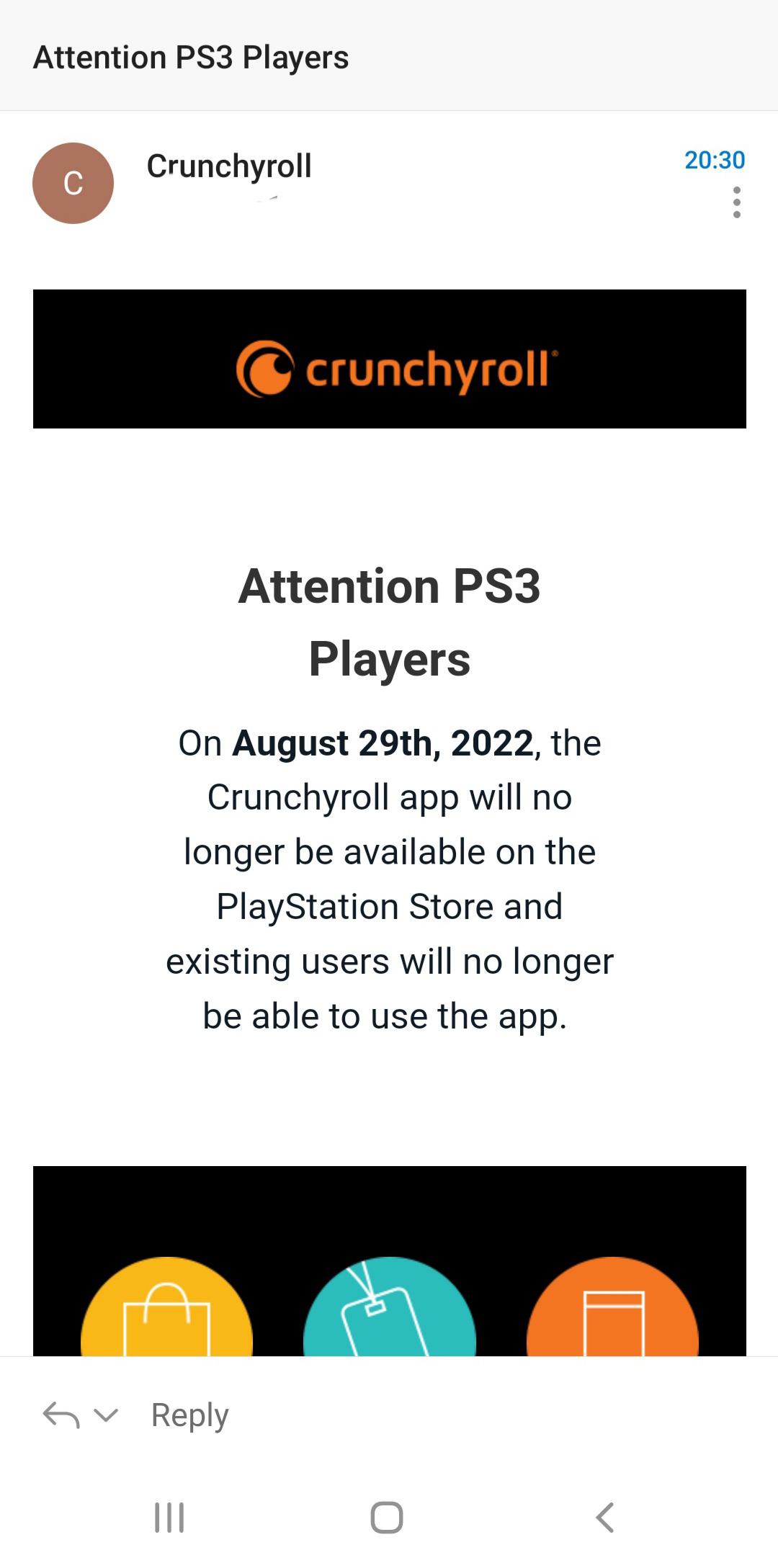 Crunchyroll won't be available on PS3 anymore 😢 r/PS3