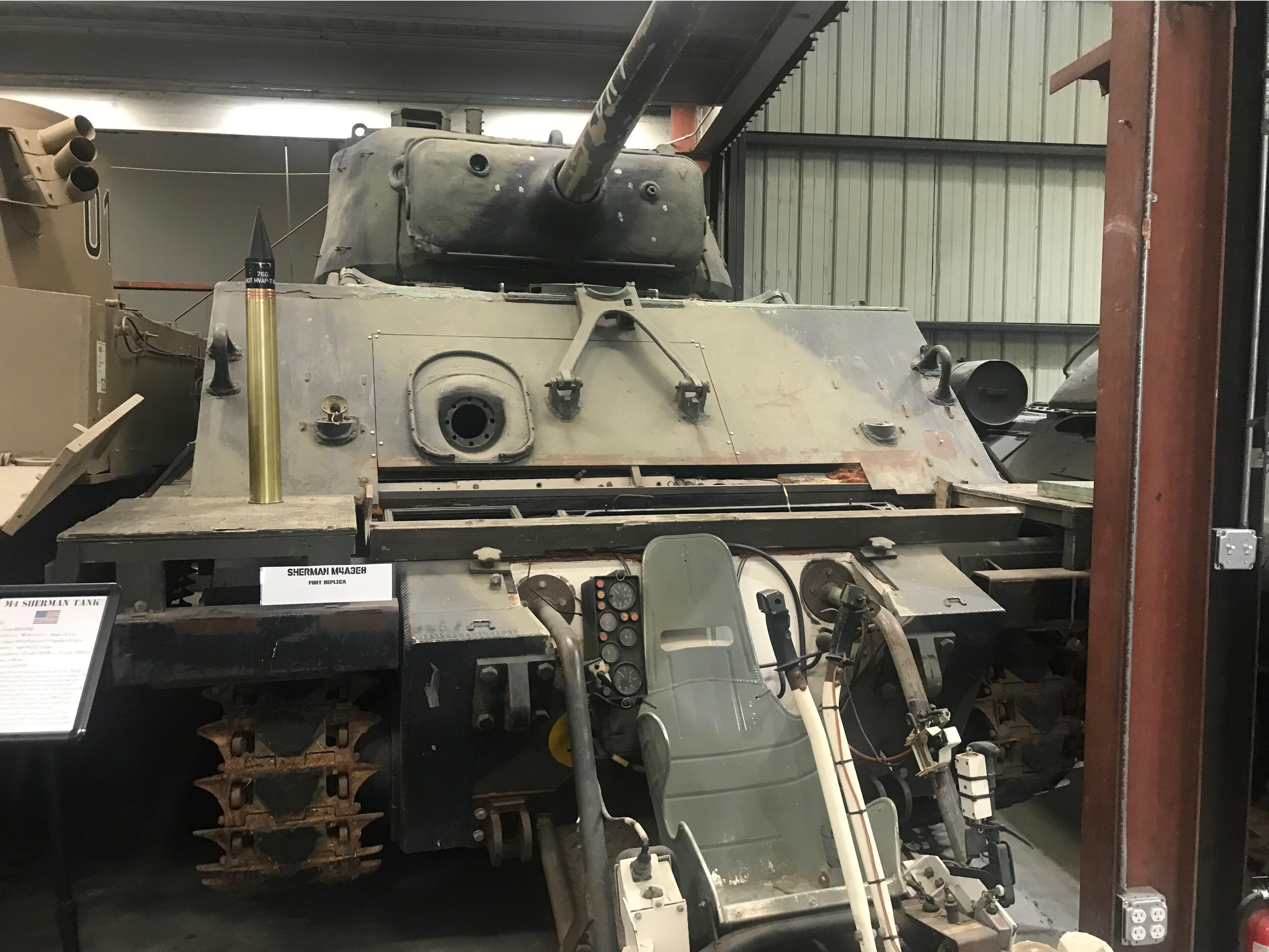 Sherman that was used in Fury, found at the house of tanks in kansas