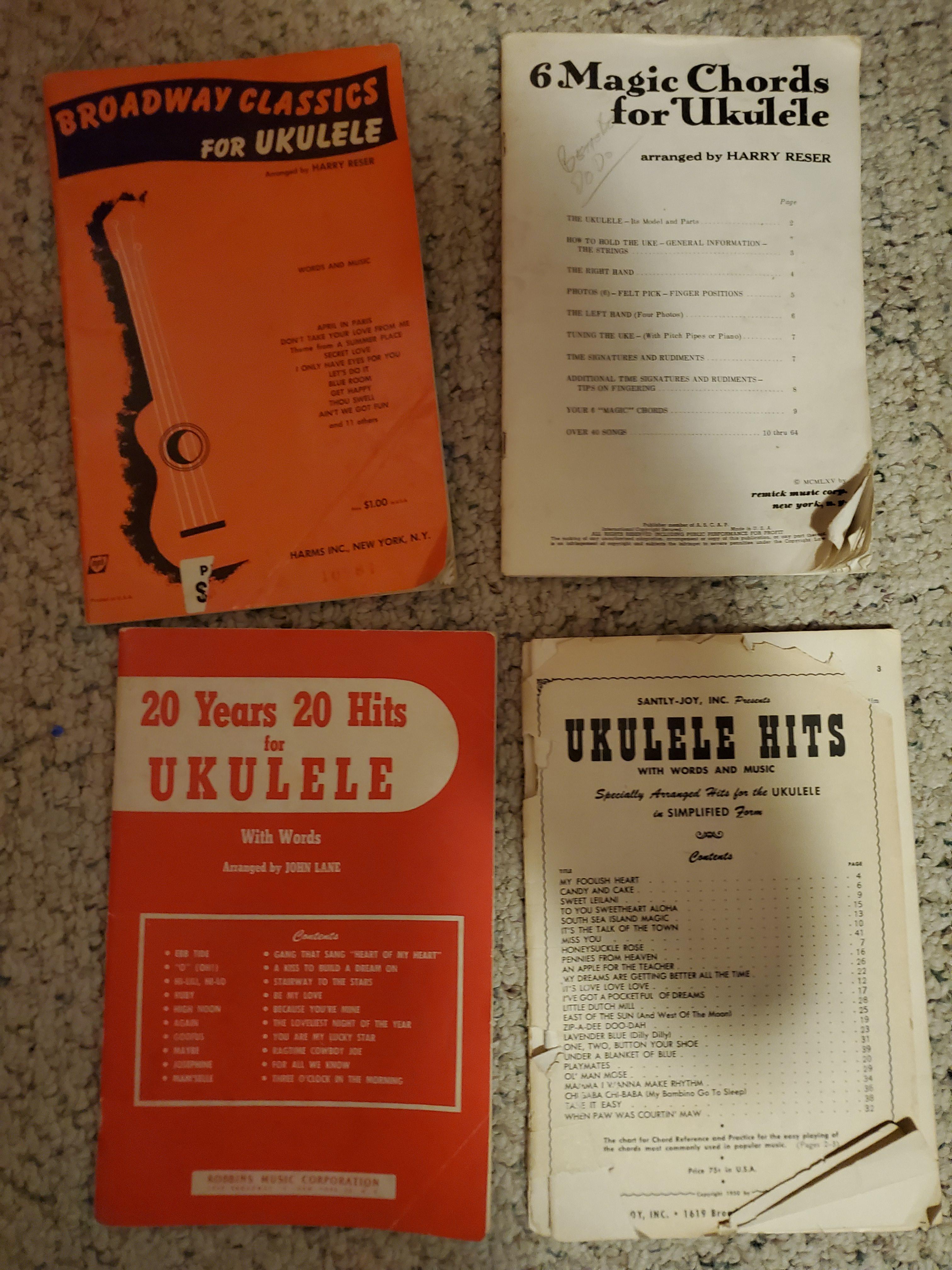 My Grandpa's old ukulele song books, all copyrighted in the 50's. Found