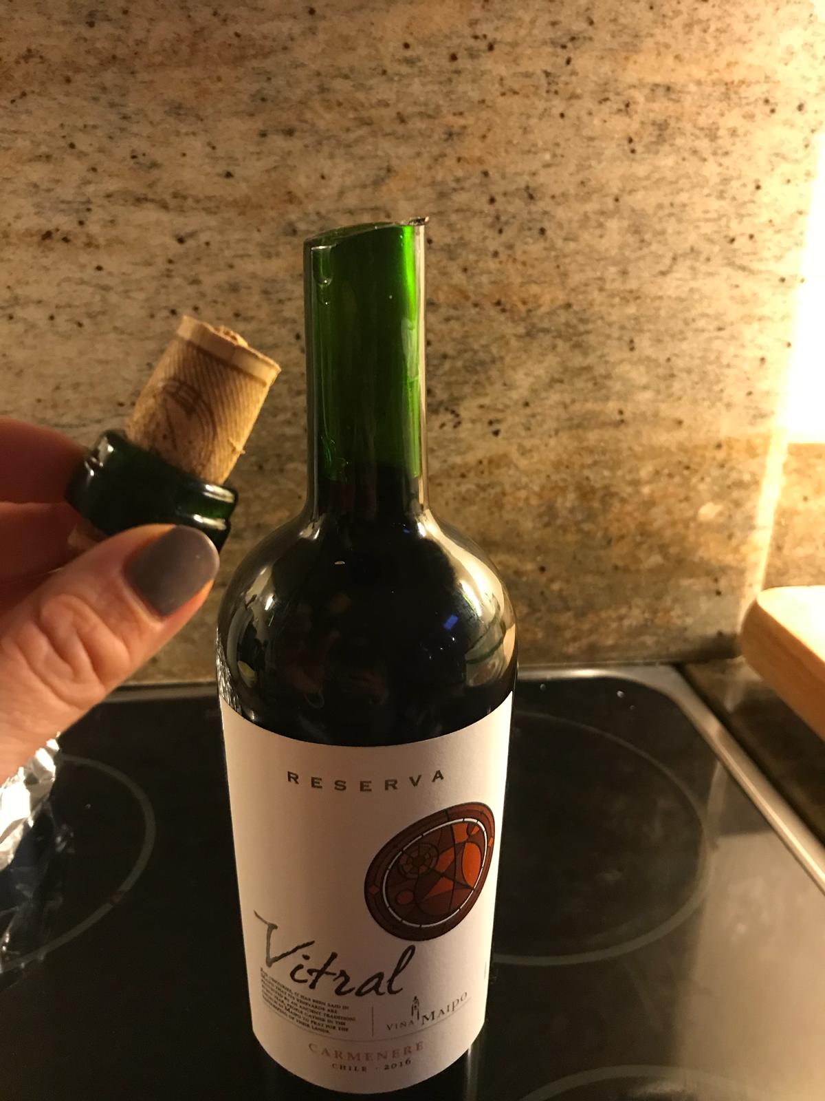 My Girlfriend managed to pull part of the neck off a bottle of wine