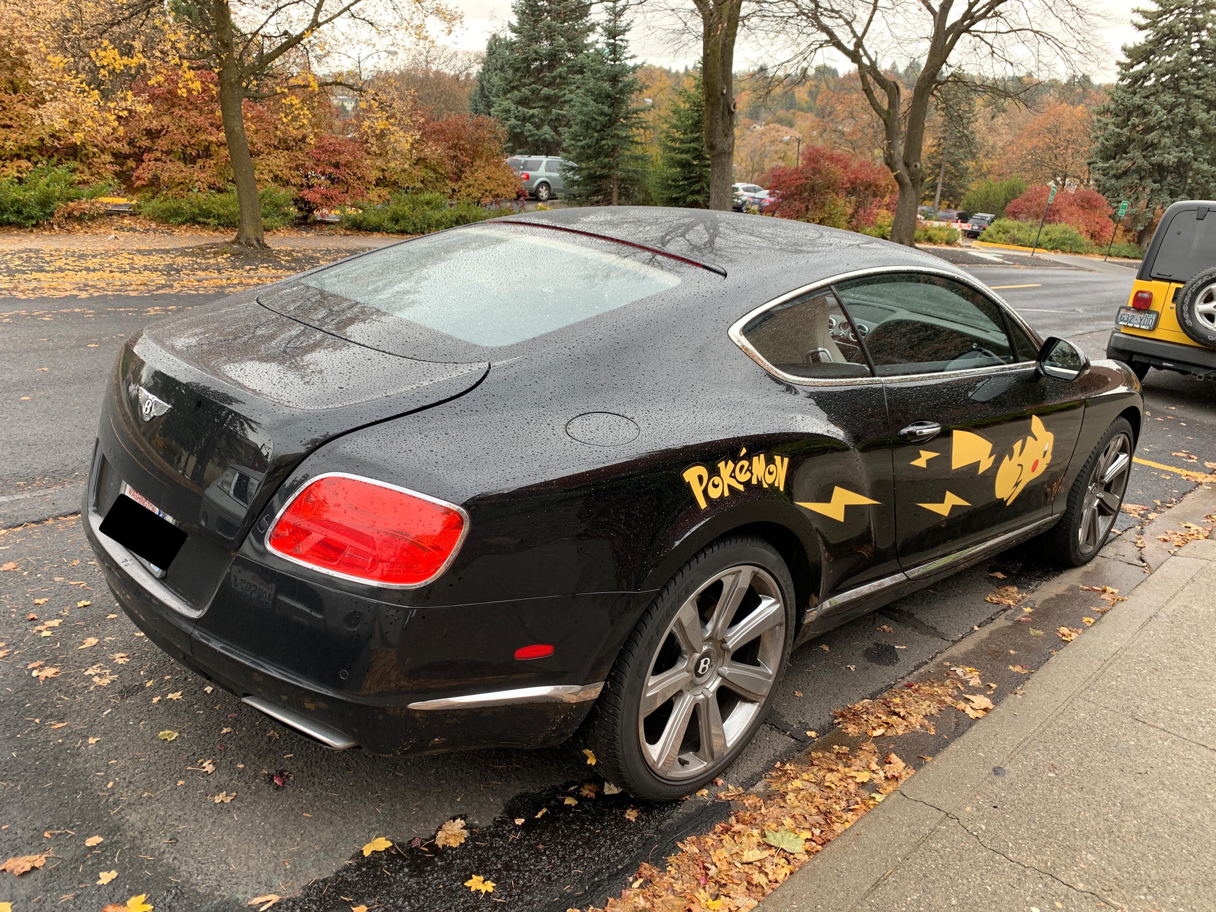 Bumper sticker on a Ferrari? Nah son, pikachu decal on a Bentley funny