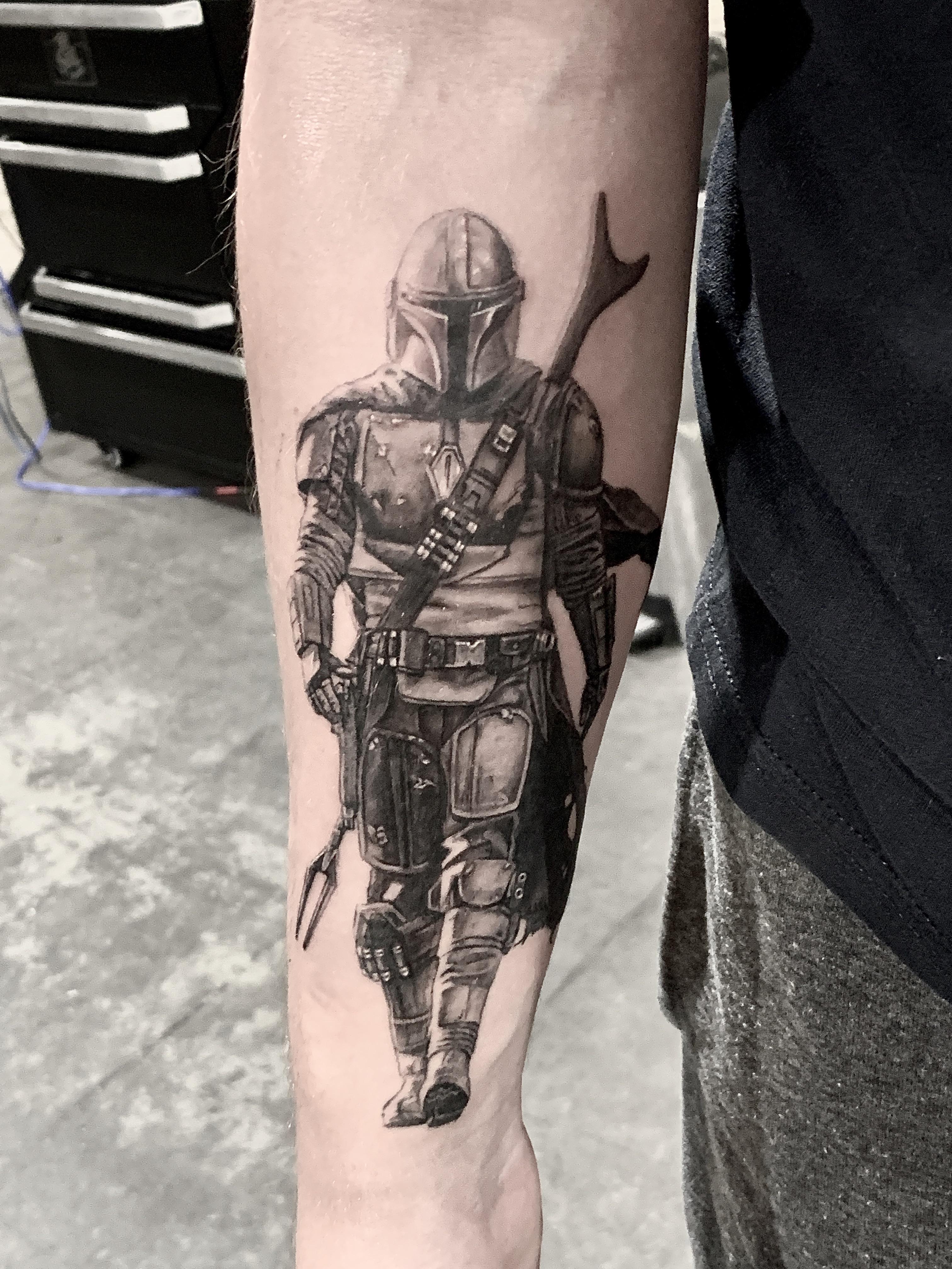 Mando tattoo I did on a client today! This Is The Way, down at East