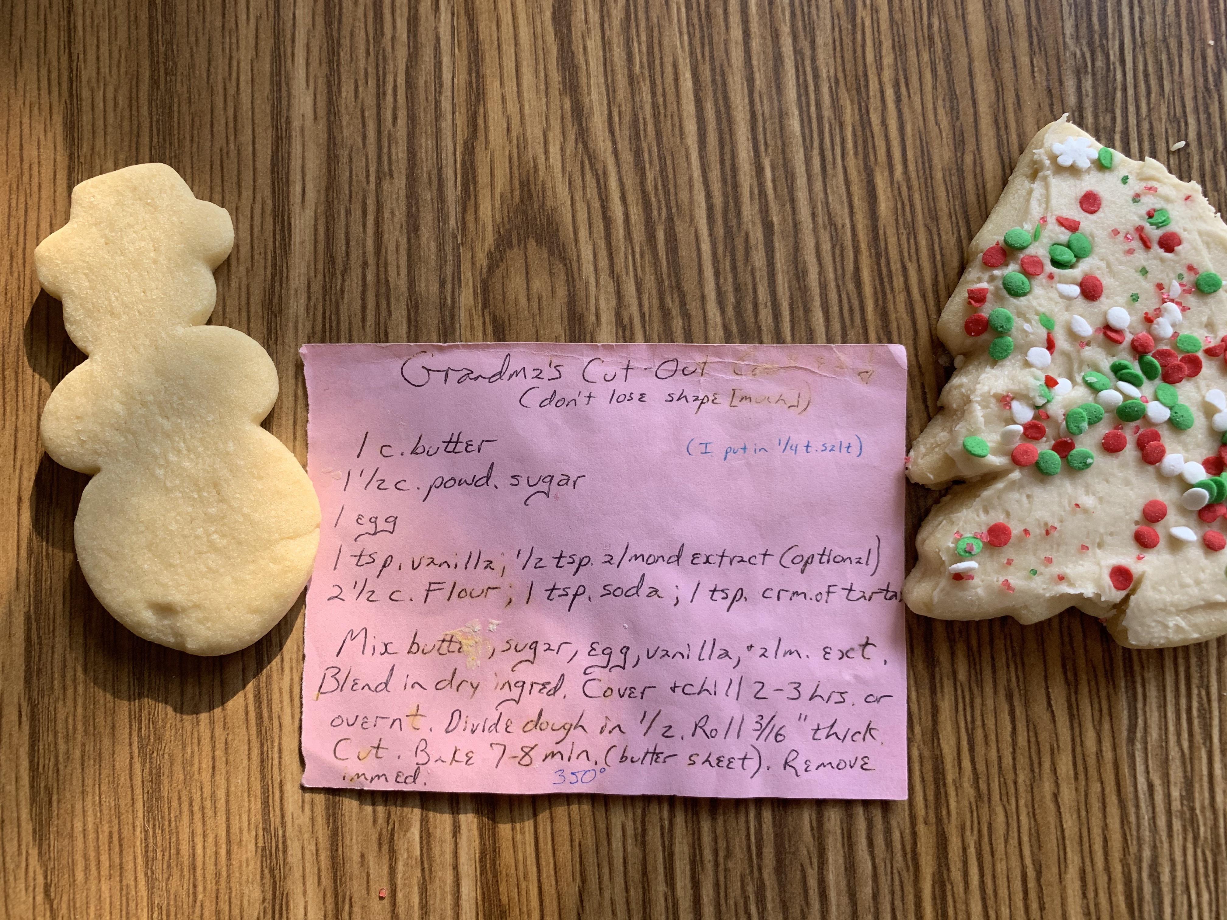 My great grandmas cut out sugar cookie recipe! Perfect for Christmas