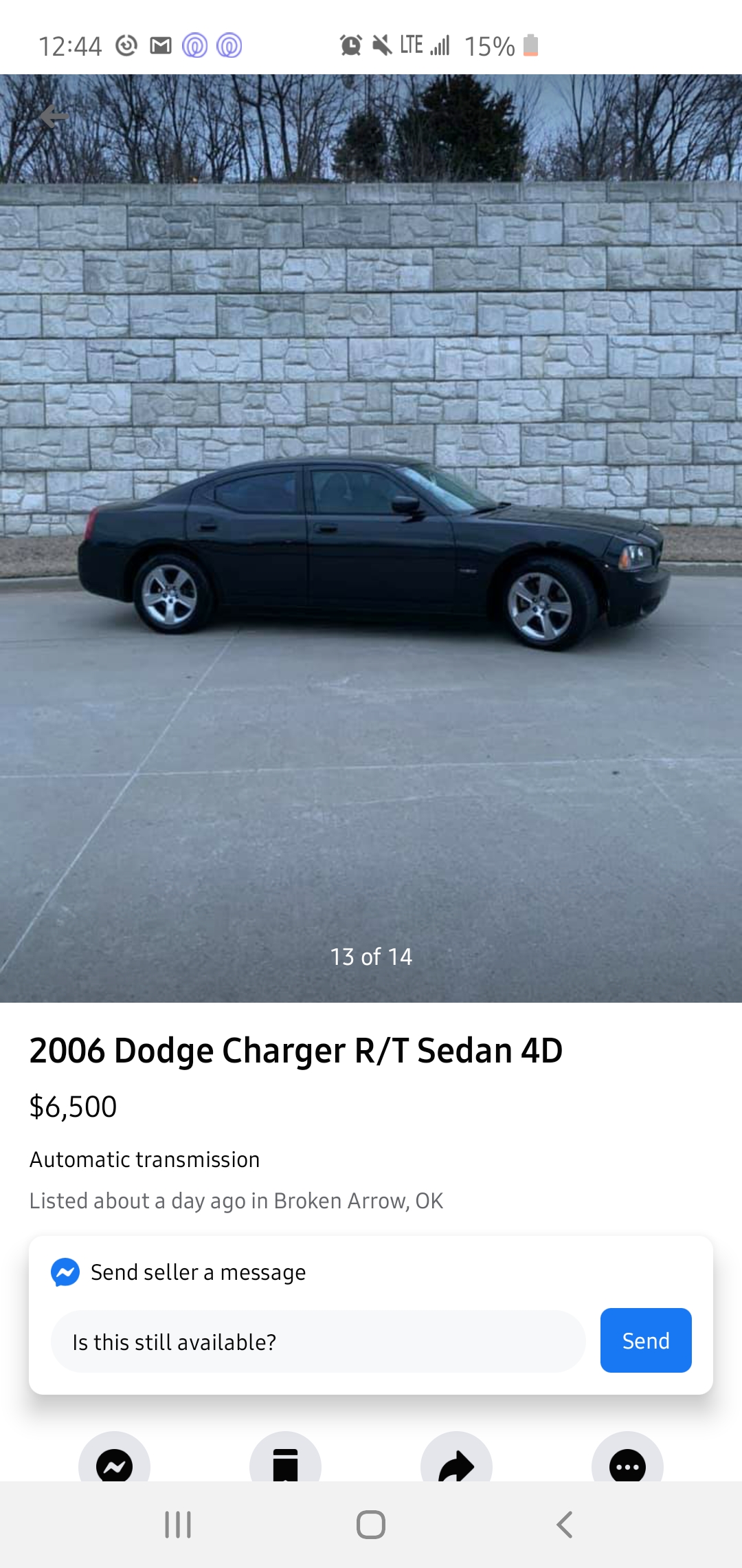 Selling 06 dodge charger rt in tulsa/BA area 125k miles, and automatic
