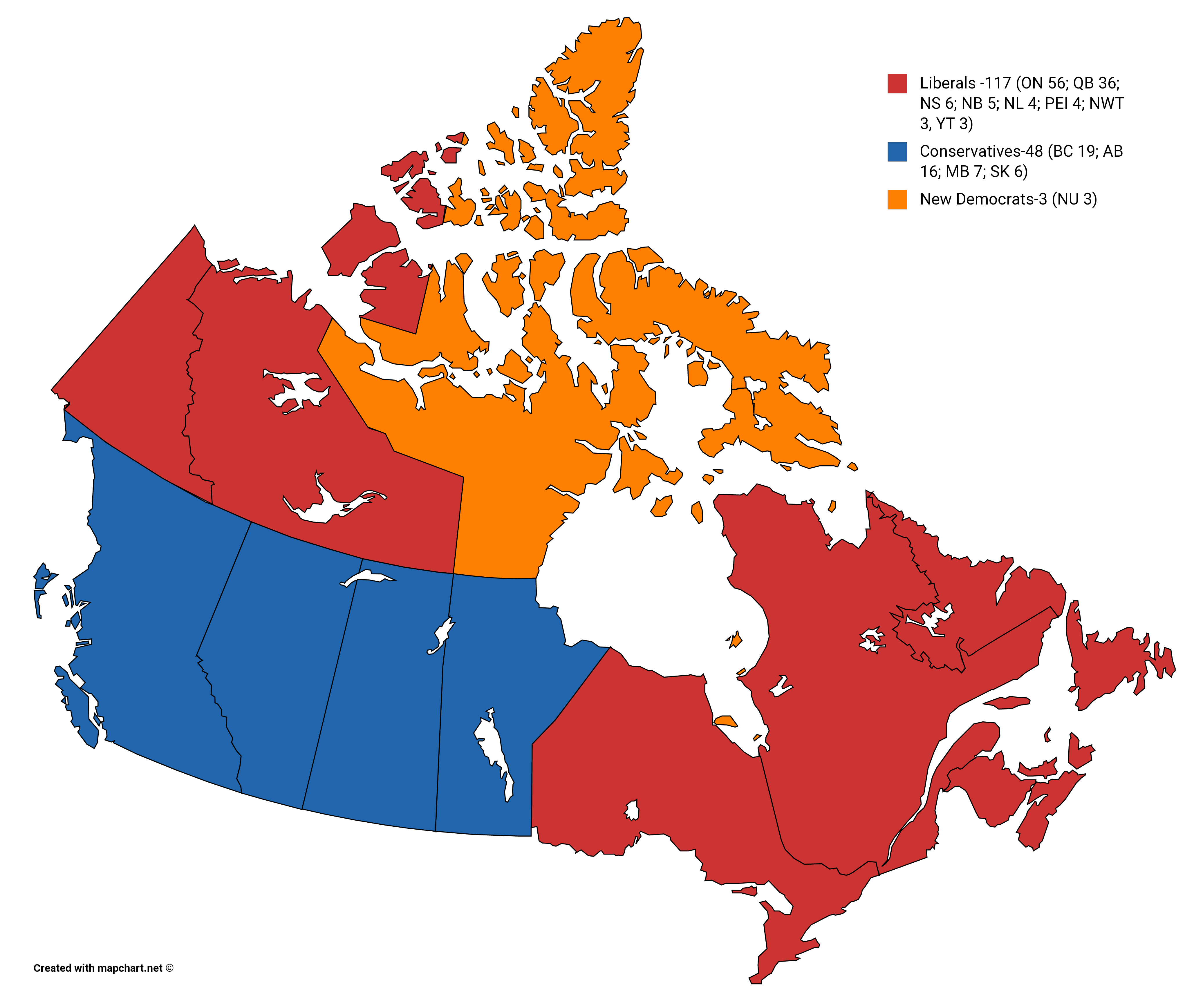 If Canada used the electoral college (The Conservatives won the popular
