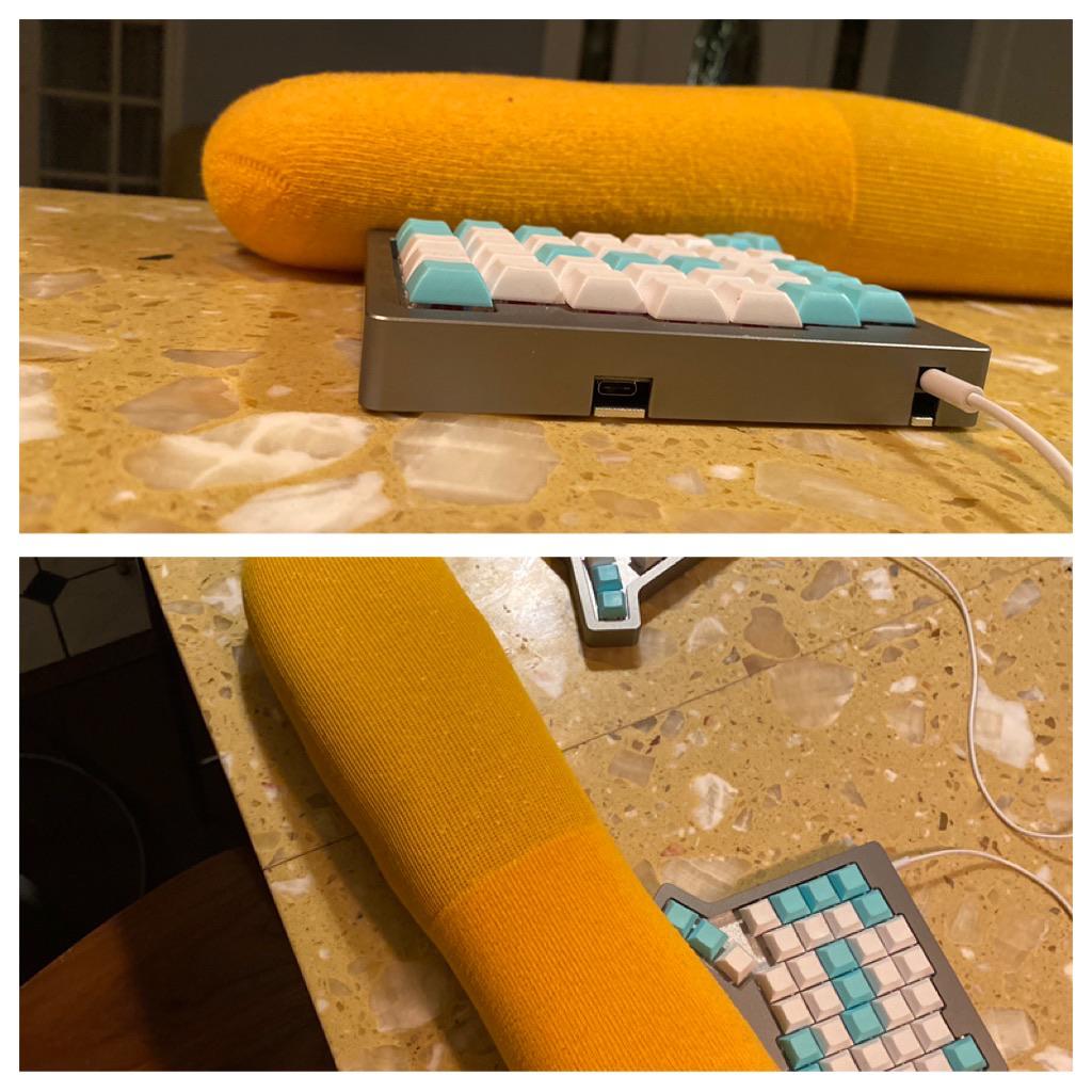 Tried to make wrist rests with rice filled socks r/MechanicalKeyboards