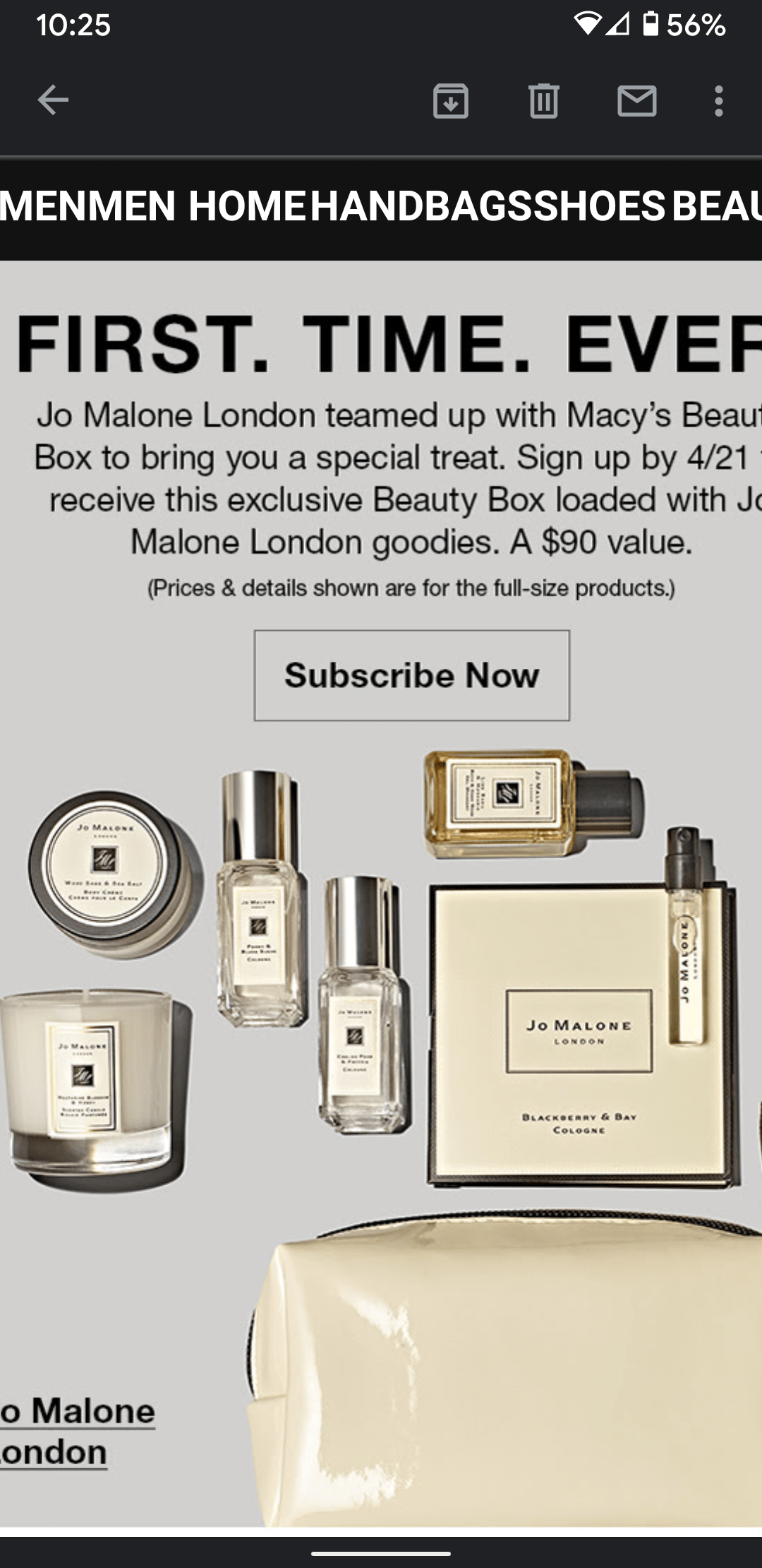 Jo Malone Macy's box for May r/BeautyBoxes