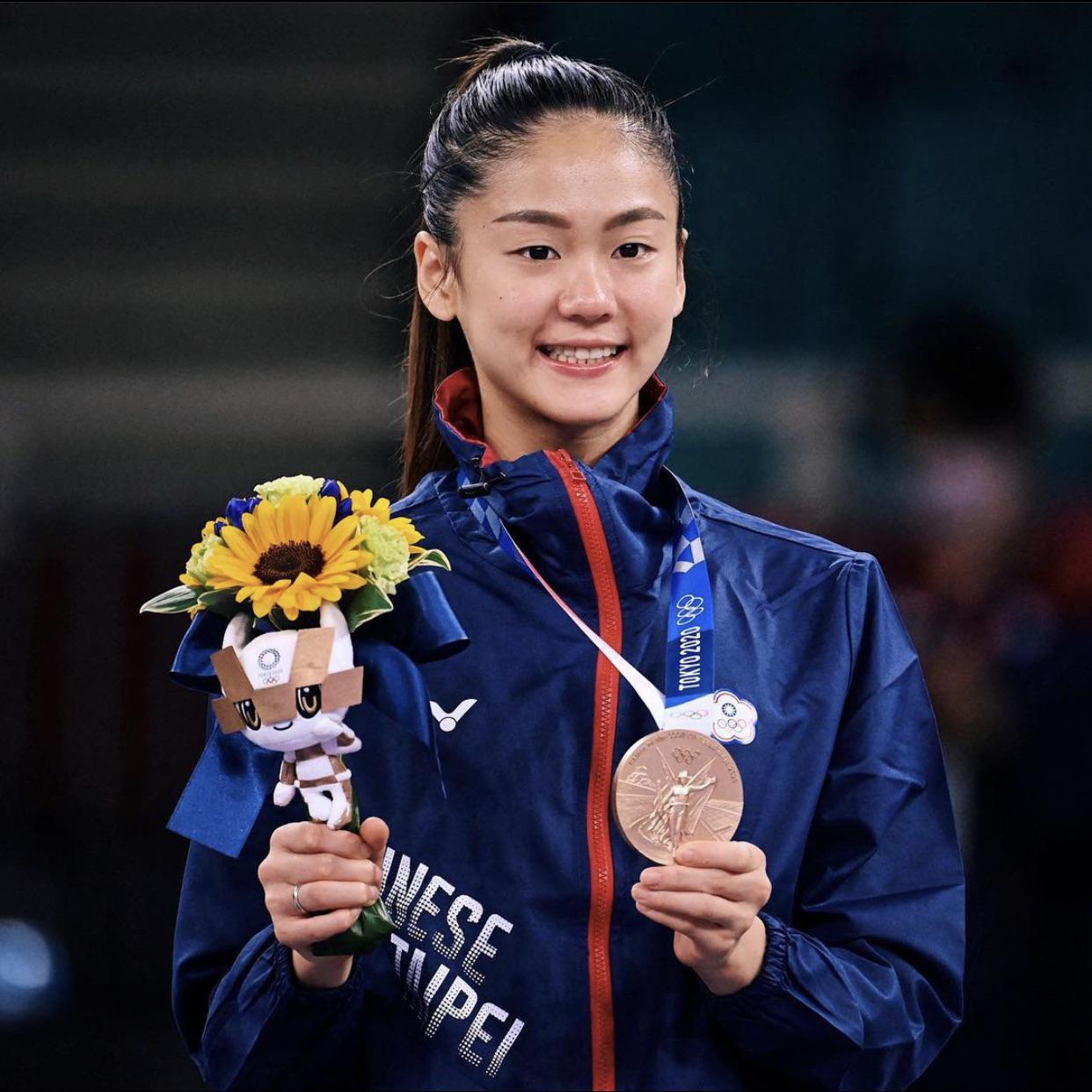 Wen Tzuyun of Taiwan wins bronze medal in Karate women’s kumite 55kg on her Olympic debut