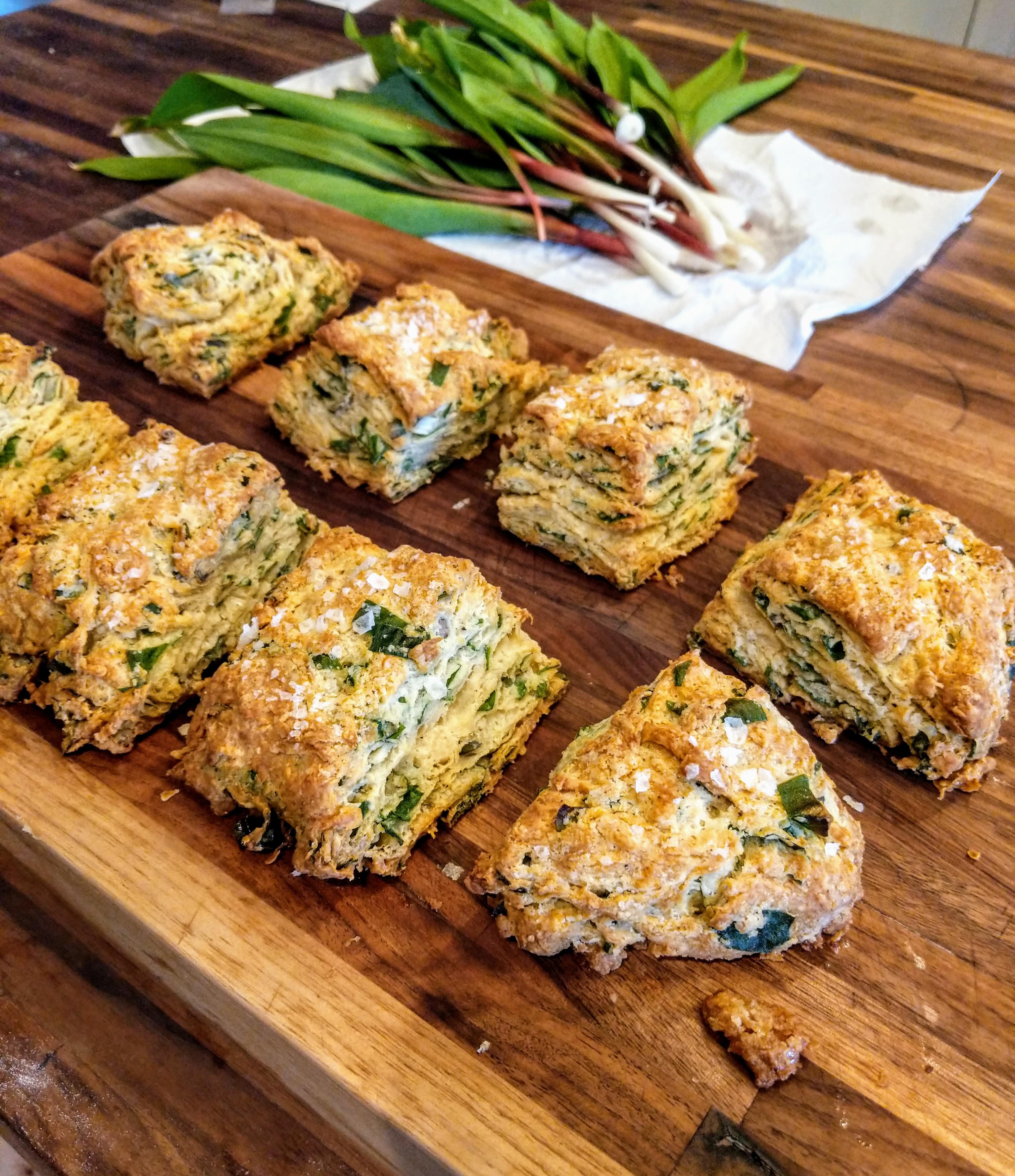 I made Molly's Sour Cream and Onion Biscuits and substituted wild ramps