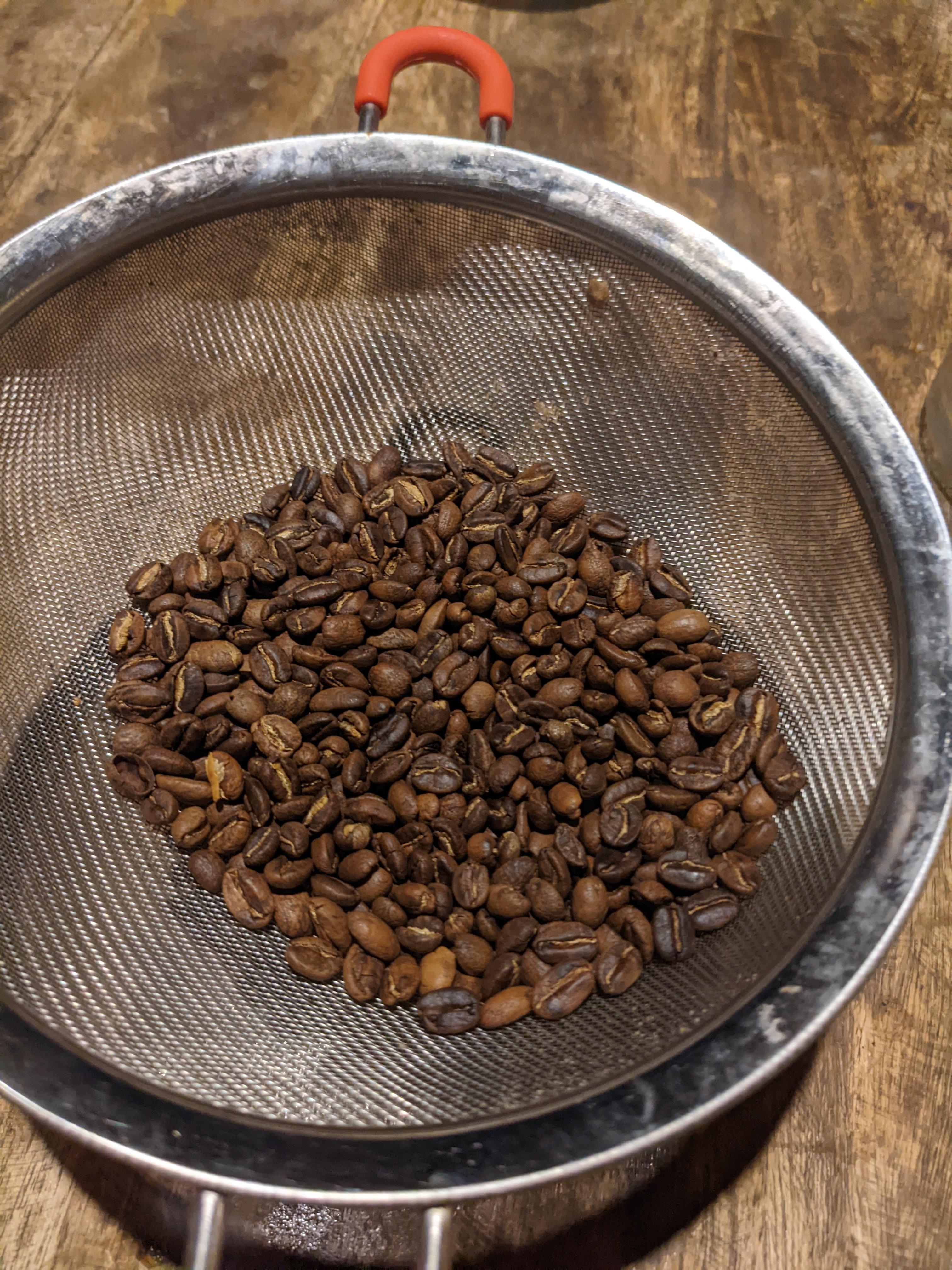 First time roasting, on a pan for fun mainly. Seems very uneven, prob