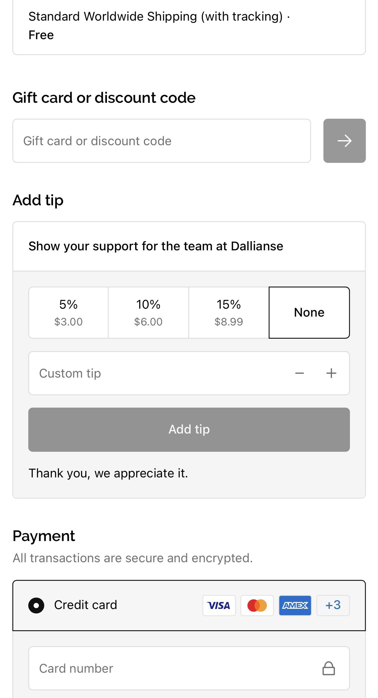 Asked to tip at checkout of an online order for clothing item r