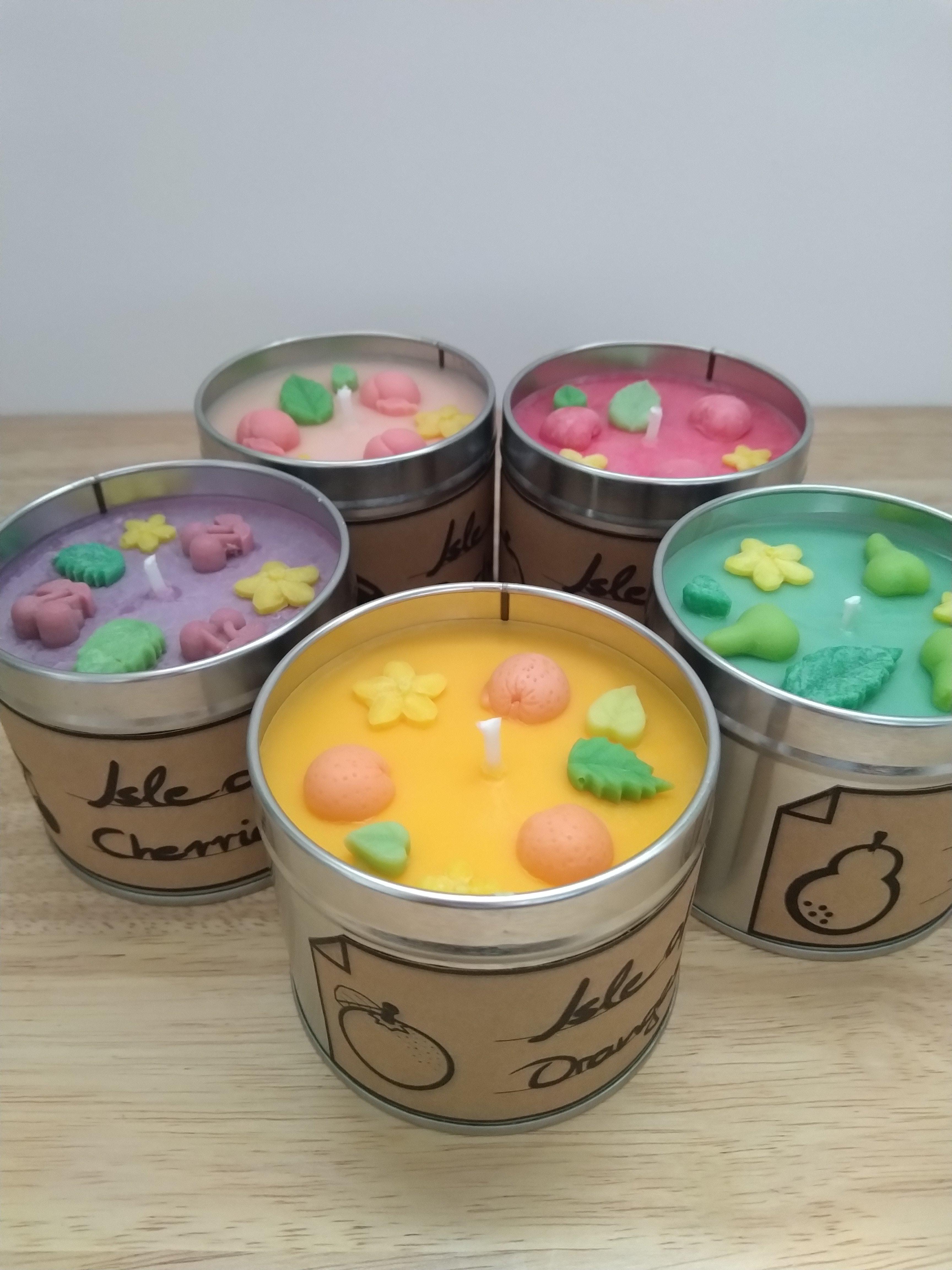 I made some Fruit themed Animal Crossing candles ^.^ Scented Eco Soy