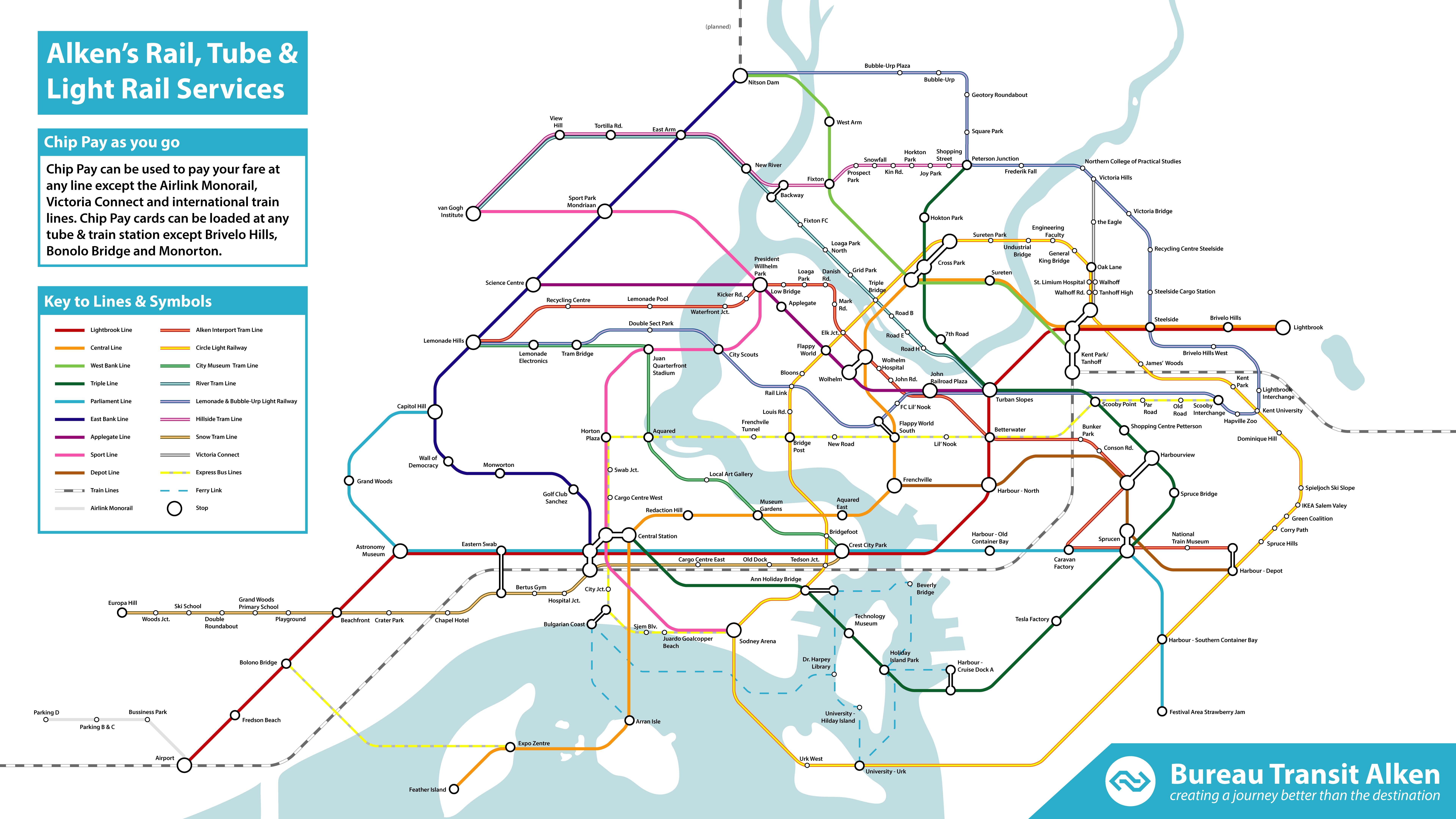 Public Transport Map of the city I created r/CitiesSkylines