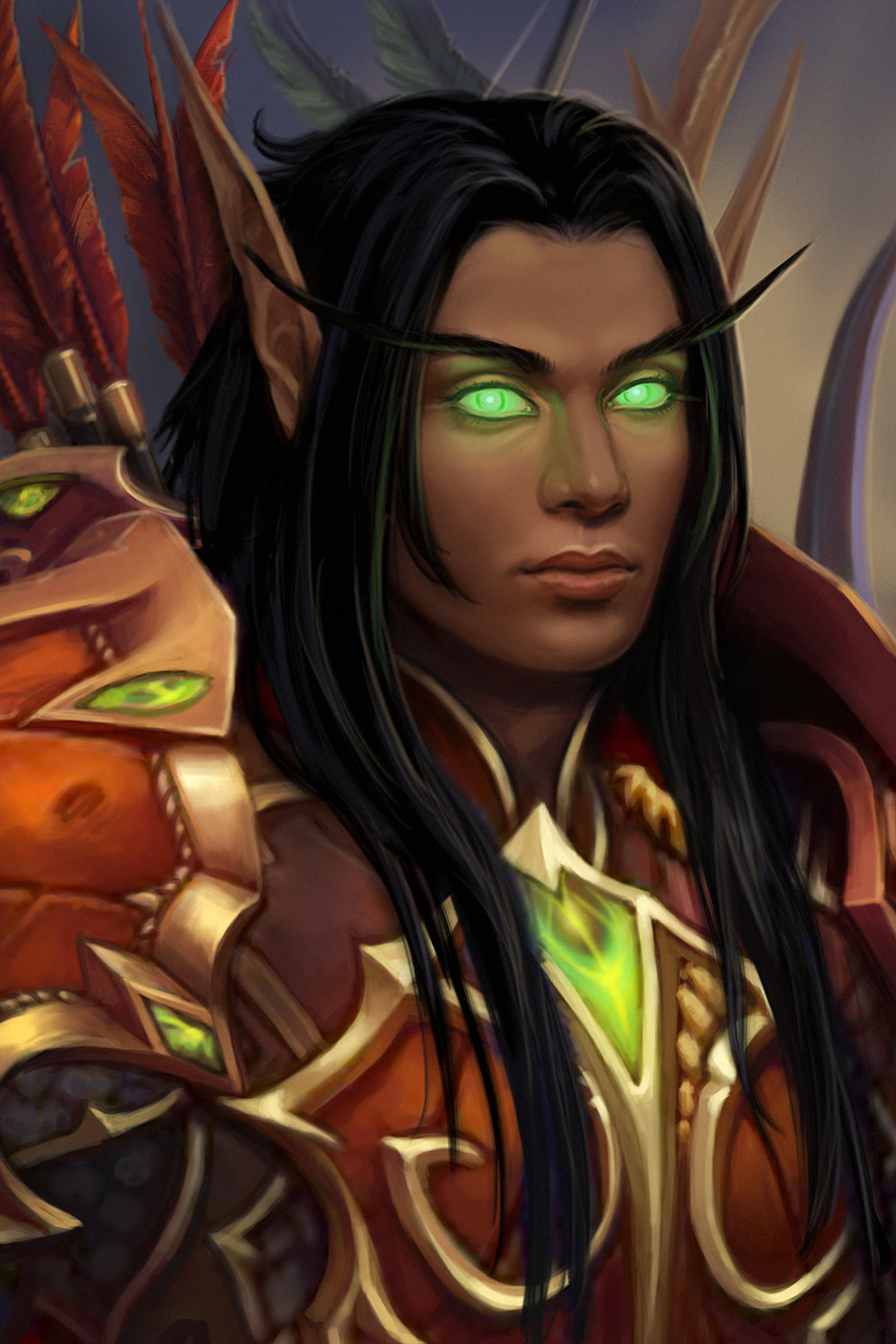 [Art Commissioned] Artwork of my Blood Elf hunter. r/WyrmrestAccord