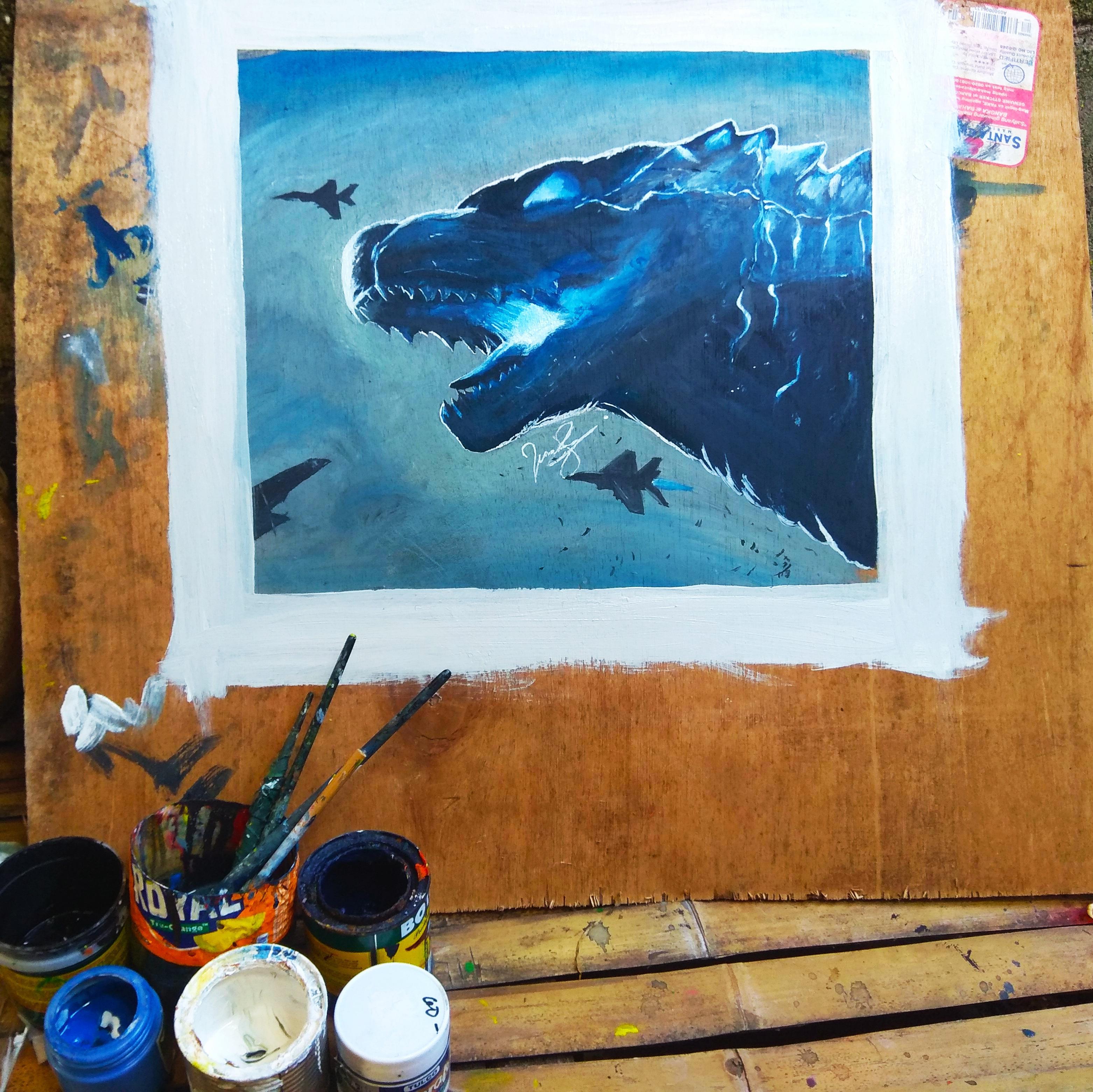 Godzilla latex paint on plywood.. r/ZHCSubmissions