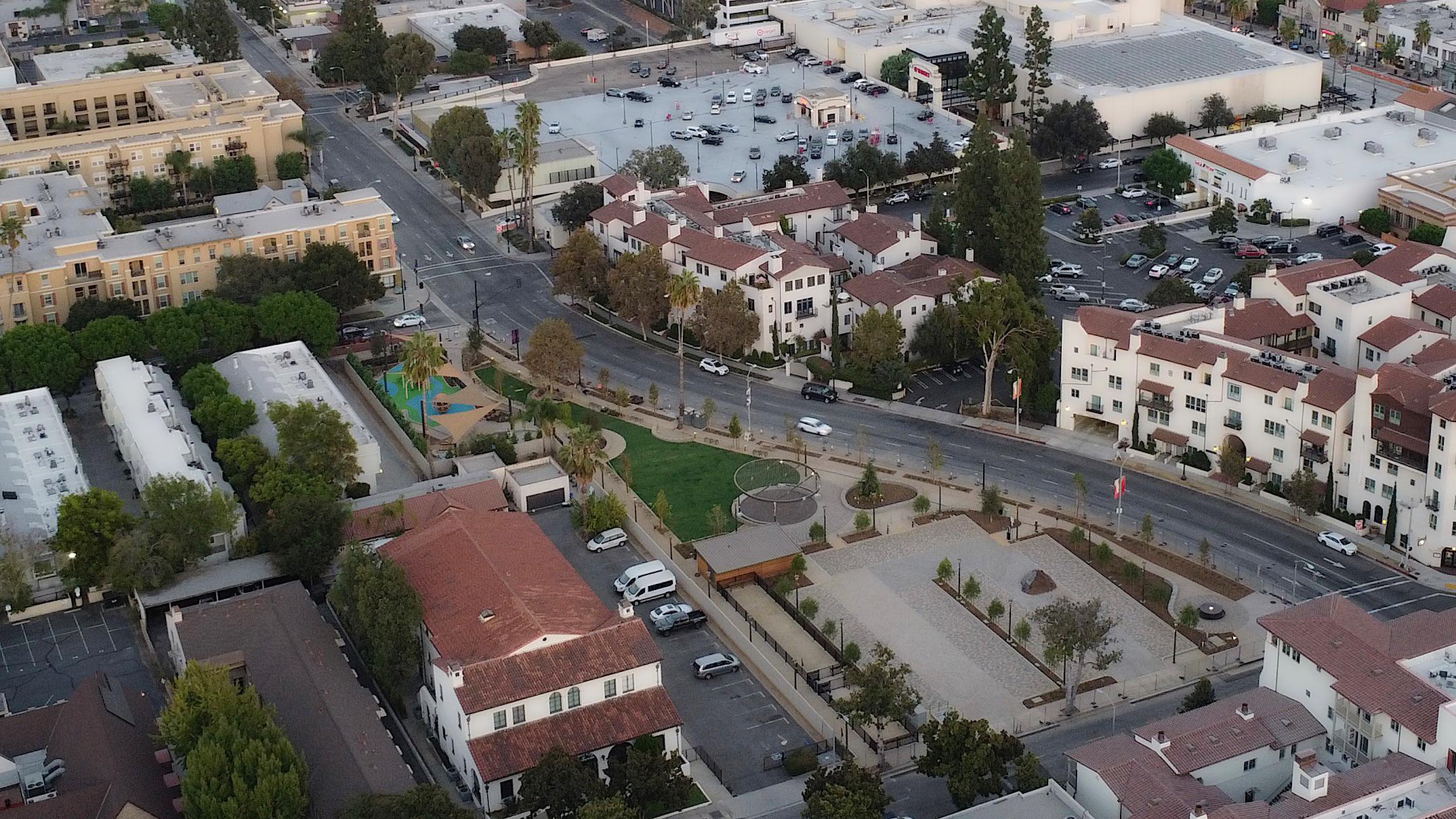 Parrots eye view of the new completed park in Playhouse Village r