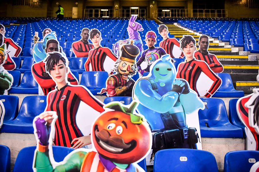 AC Milan put cardboard cutouts of Fortnite characters around the San