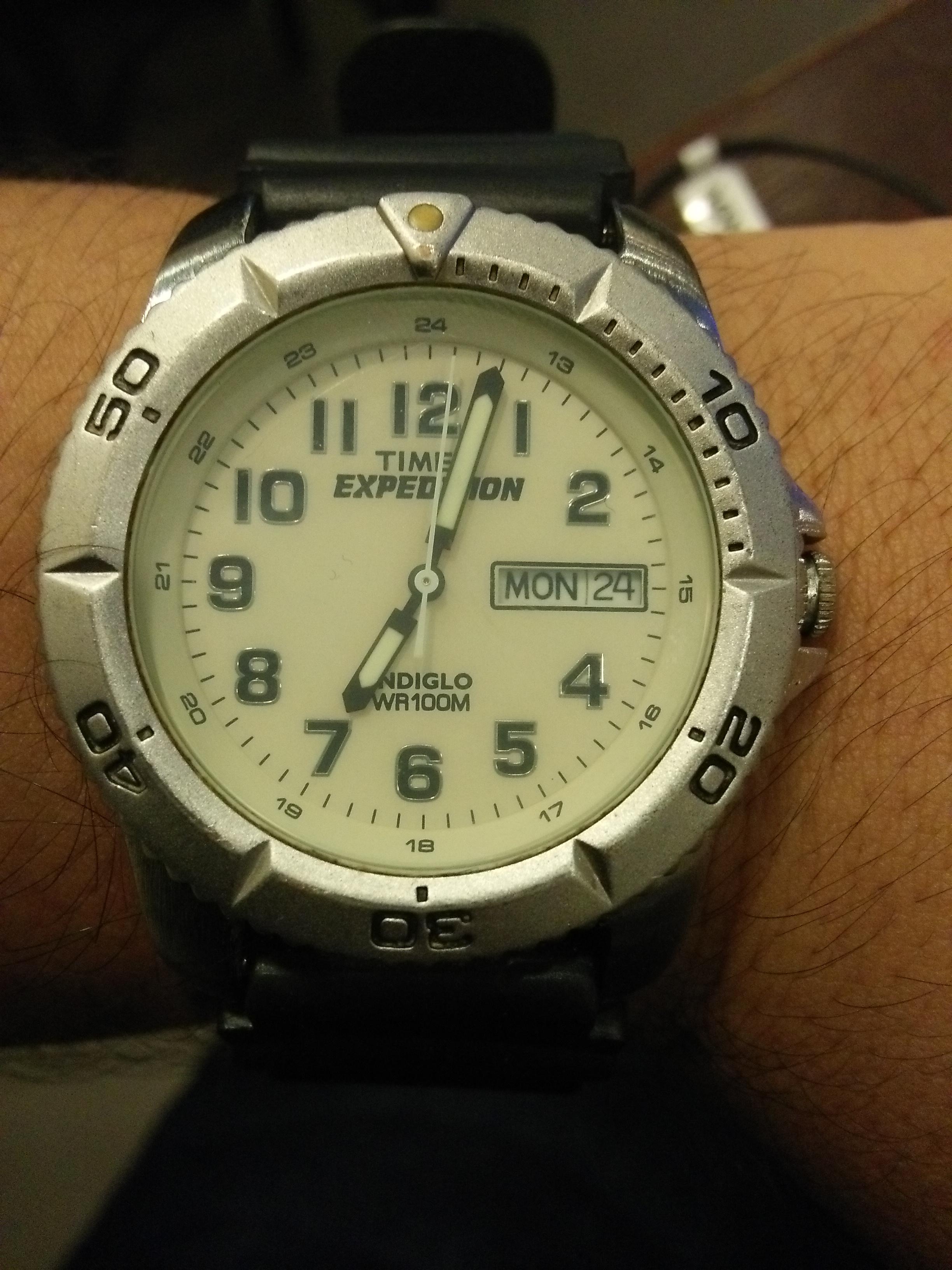 12 year old watch, new black resin strap... r/timex