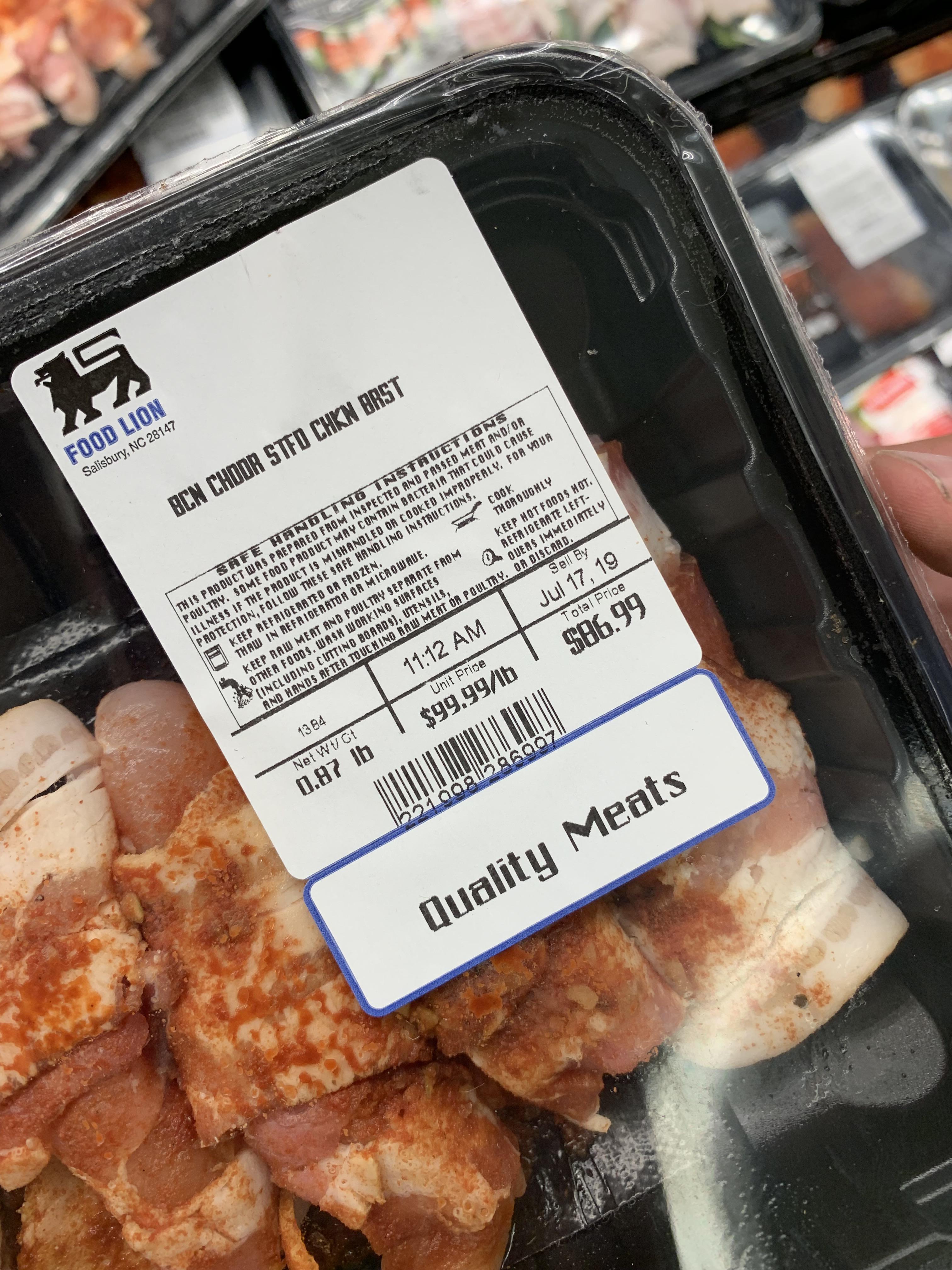 Can anyone give a logical explanation for Food Lion brand chicken